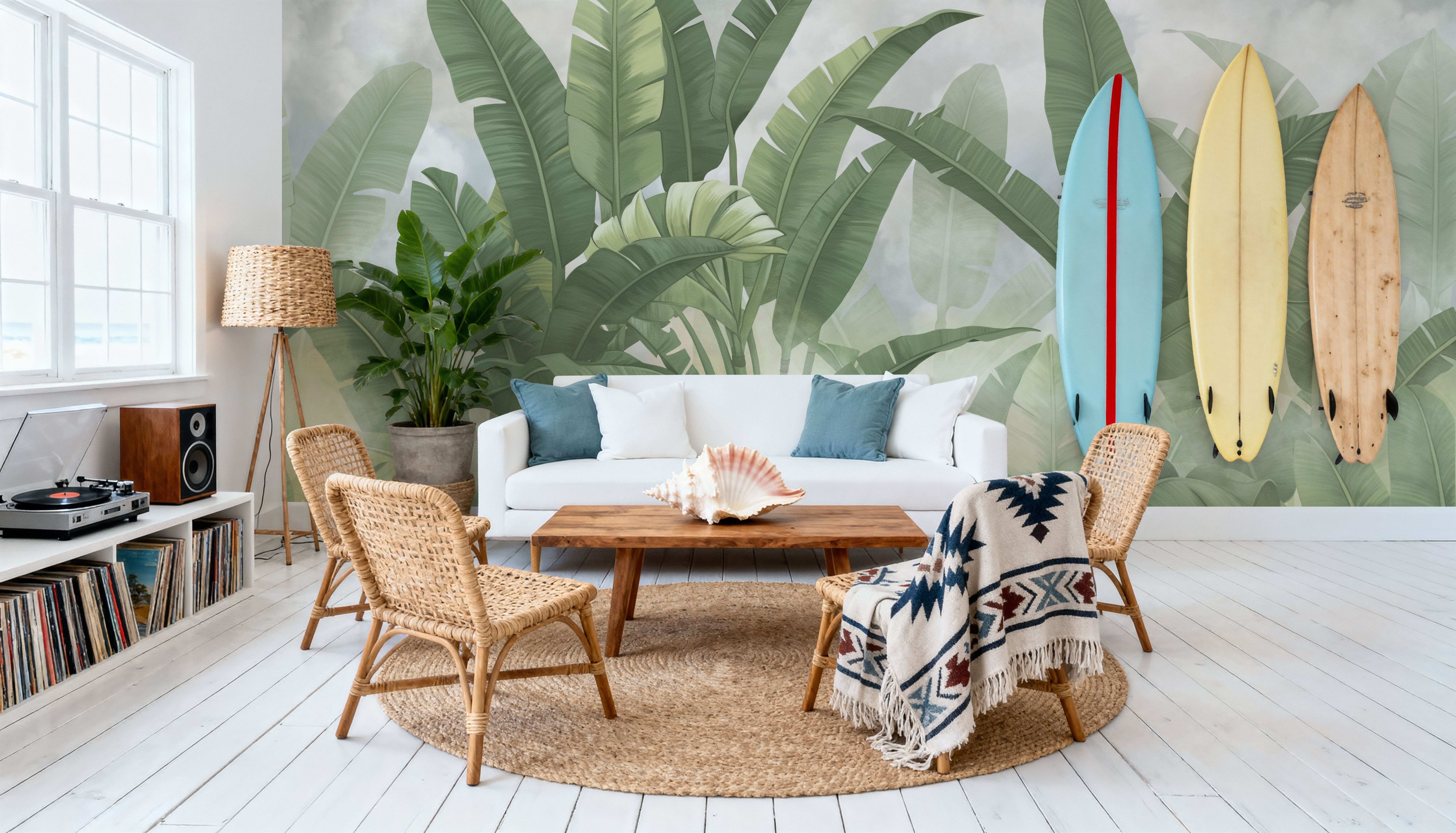 Banana Palms, Muted Green