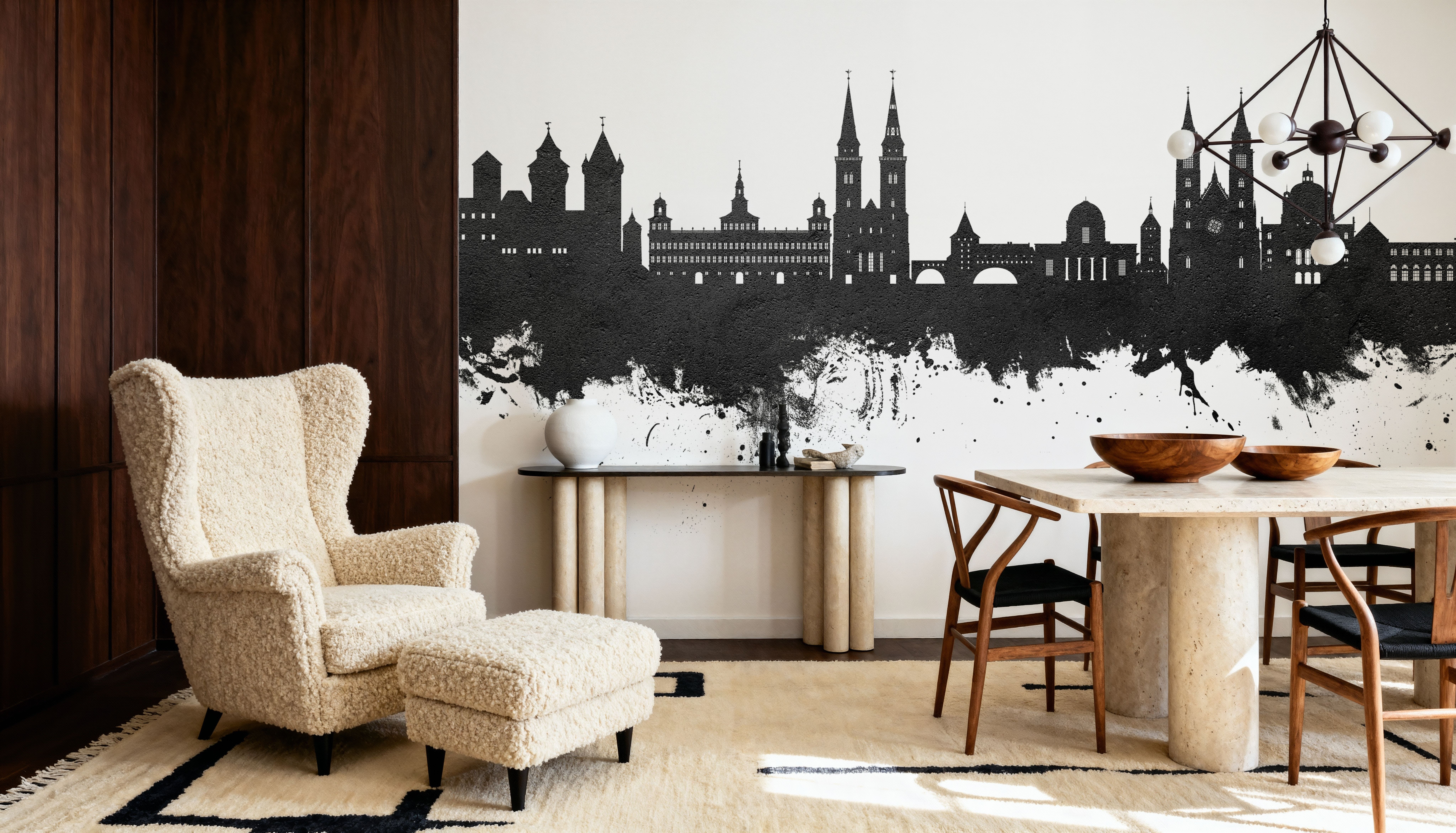 Nürnberg Germany Skyline Black & White