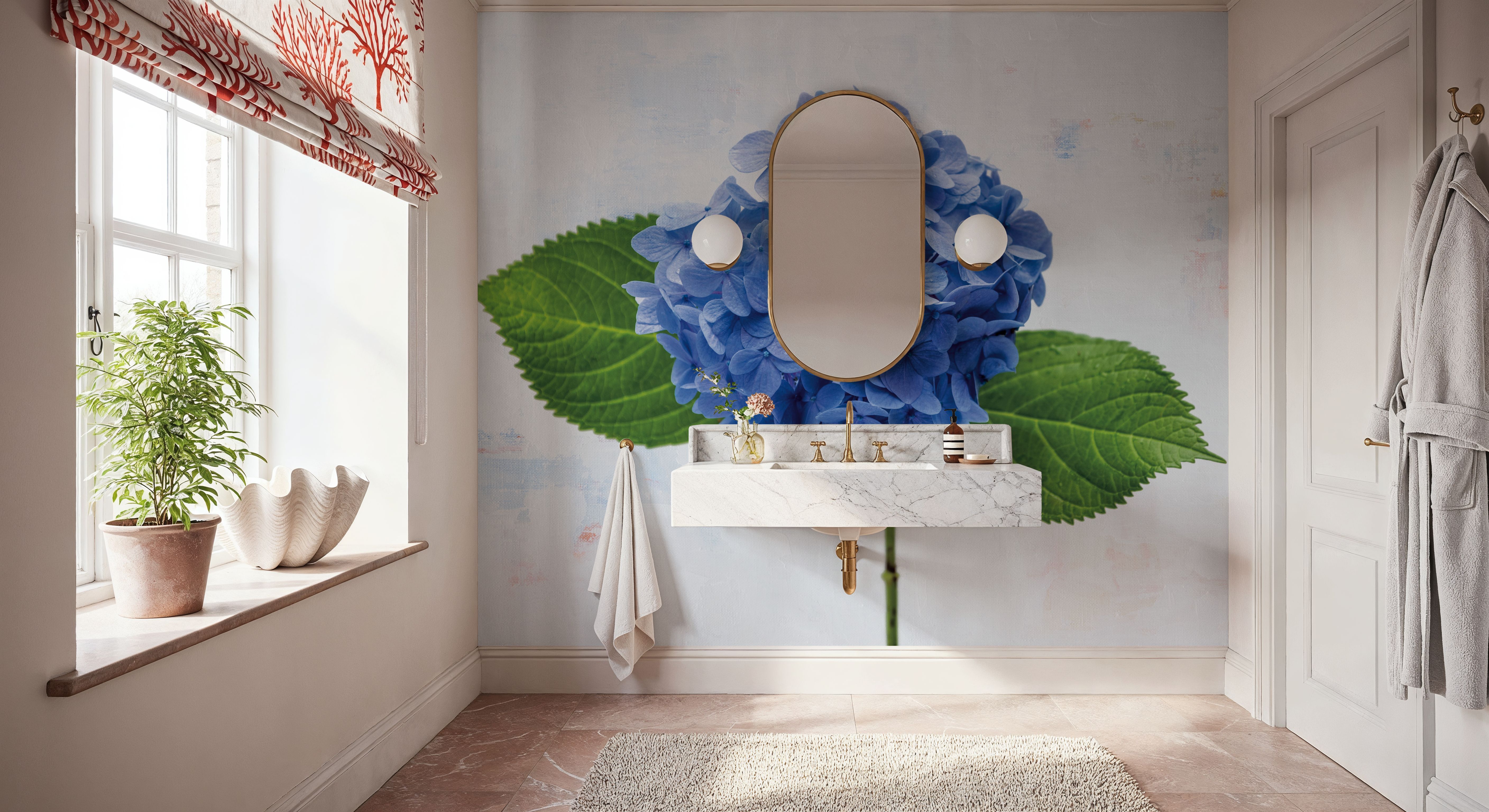 Bright Blue Hydrangea, Papel pintado