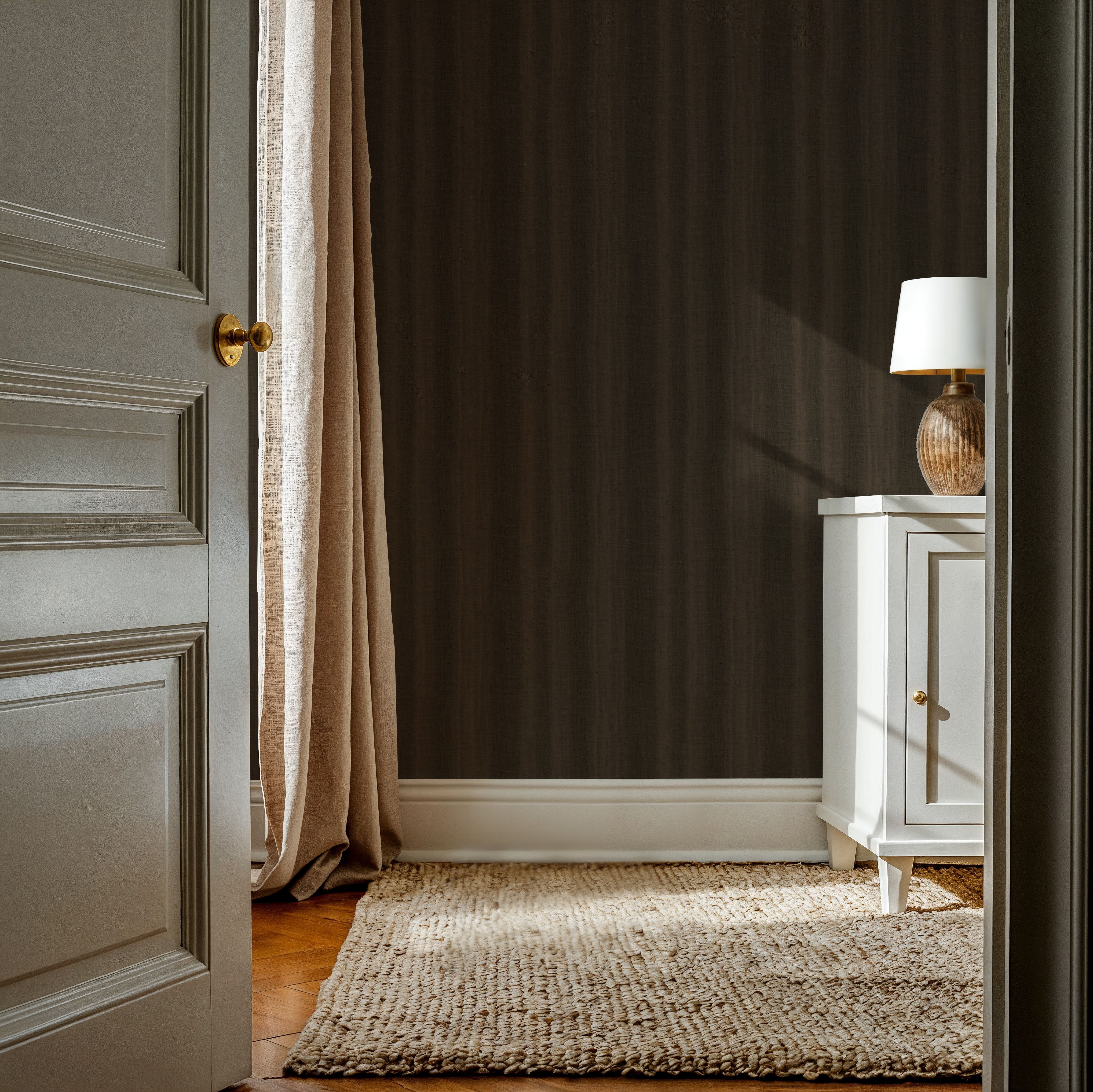 Loom, Walnut, Wallpaper