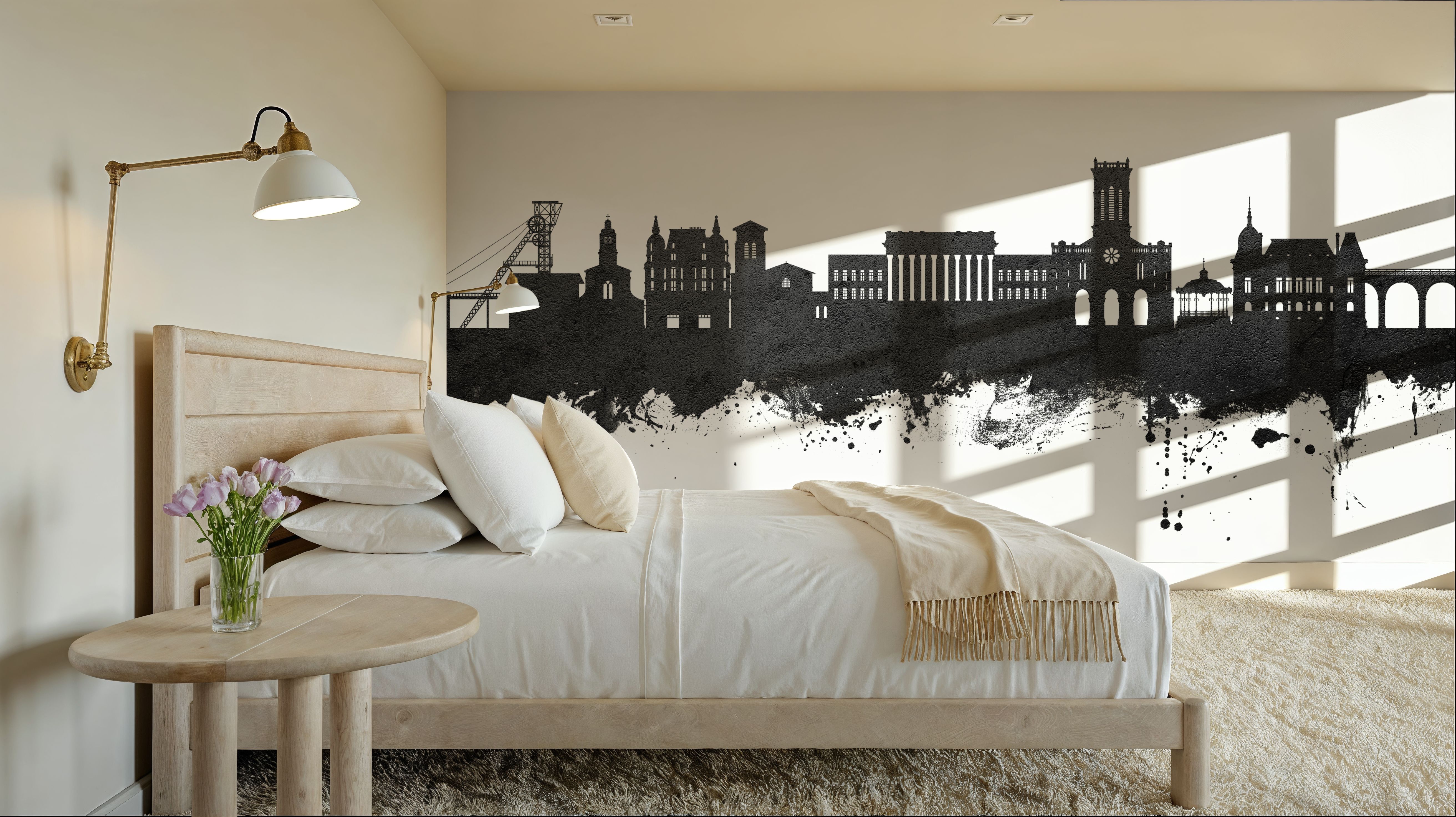 Saint-Étienne France Skyline Black & White