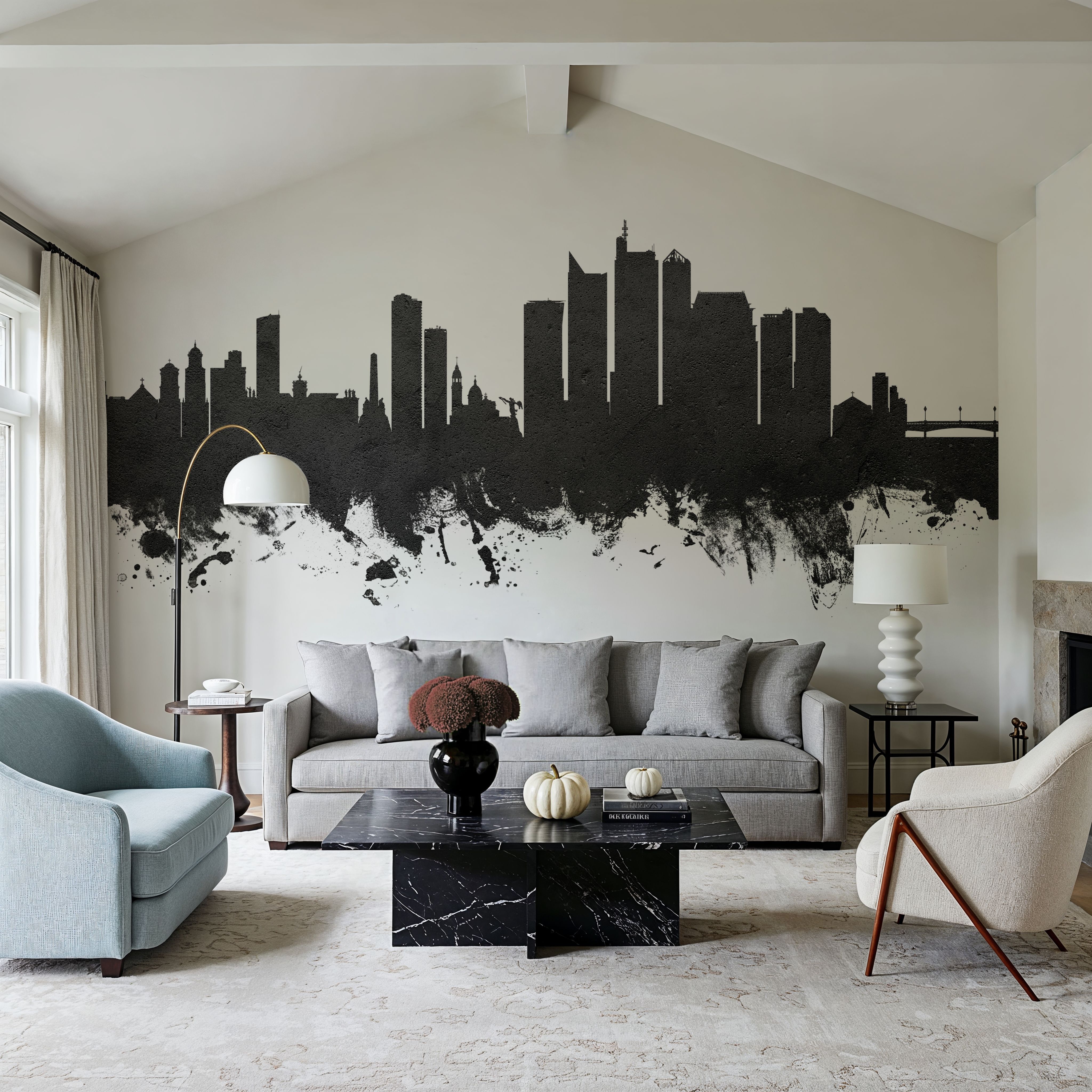 Manila Philippines Skyline Black & White