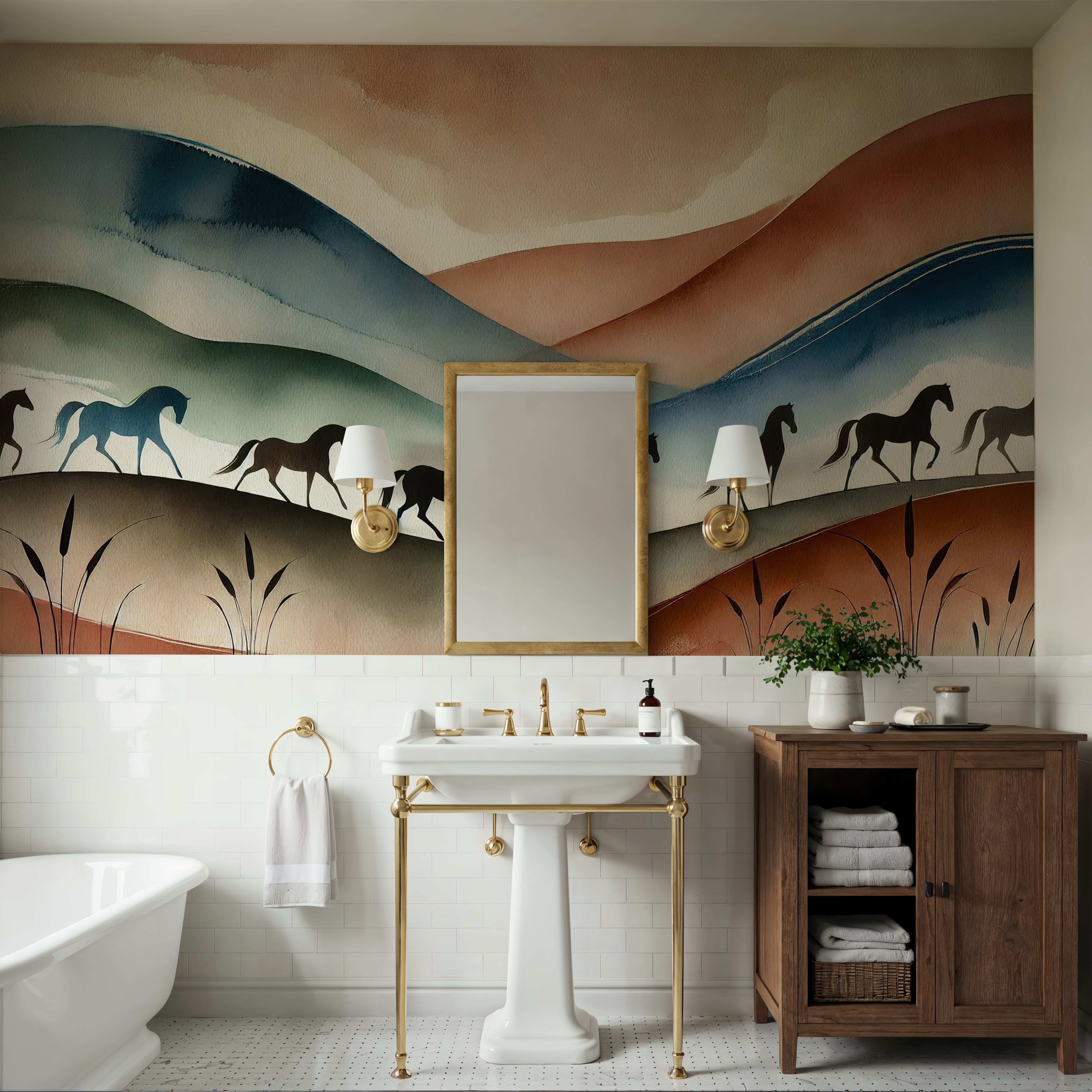 Tranquil Horse Escape in Art Deco