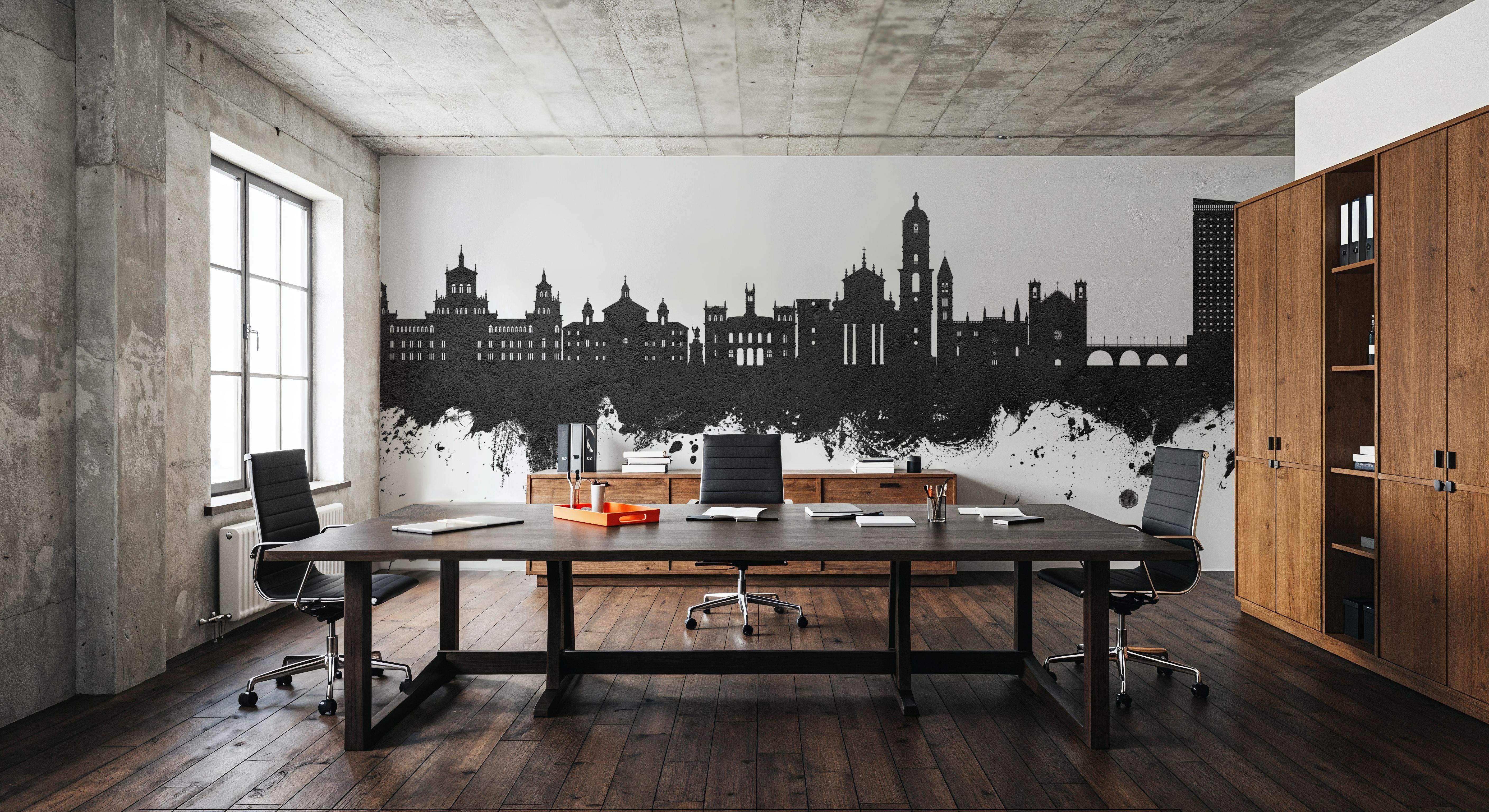 Valladolid Spain Skyline Black & White, Papel pintado