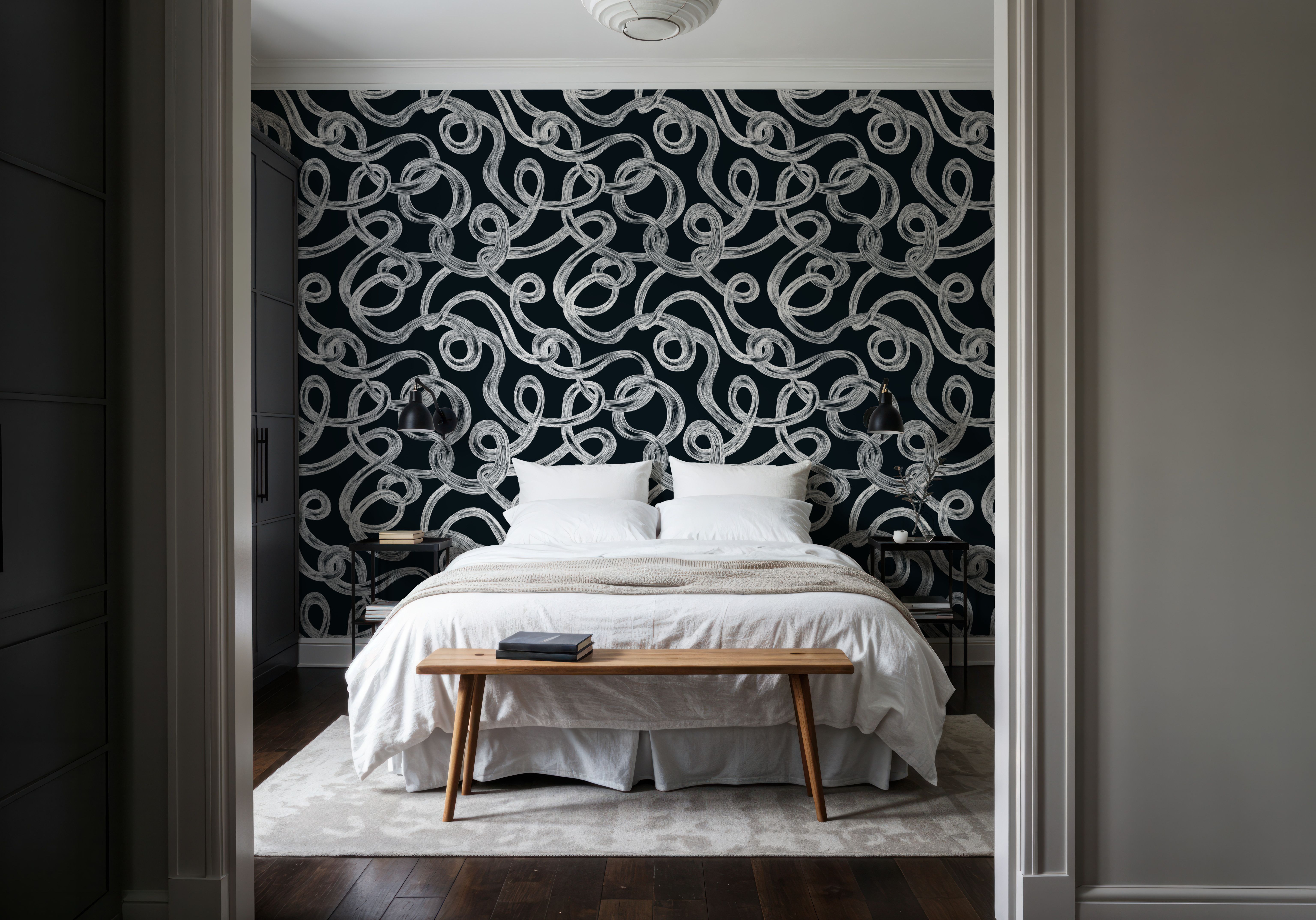 Swirl, White on Black