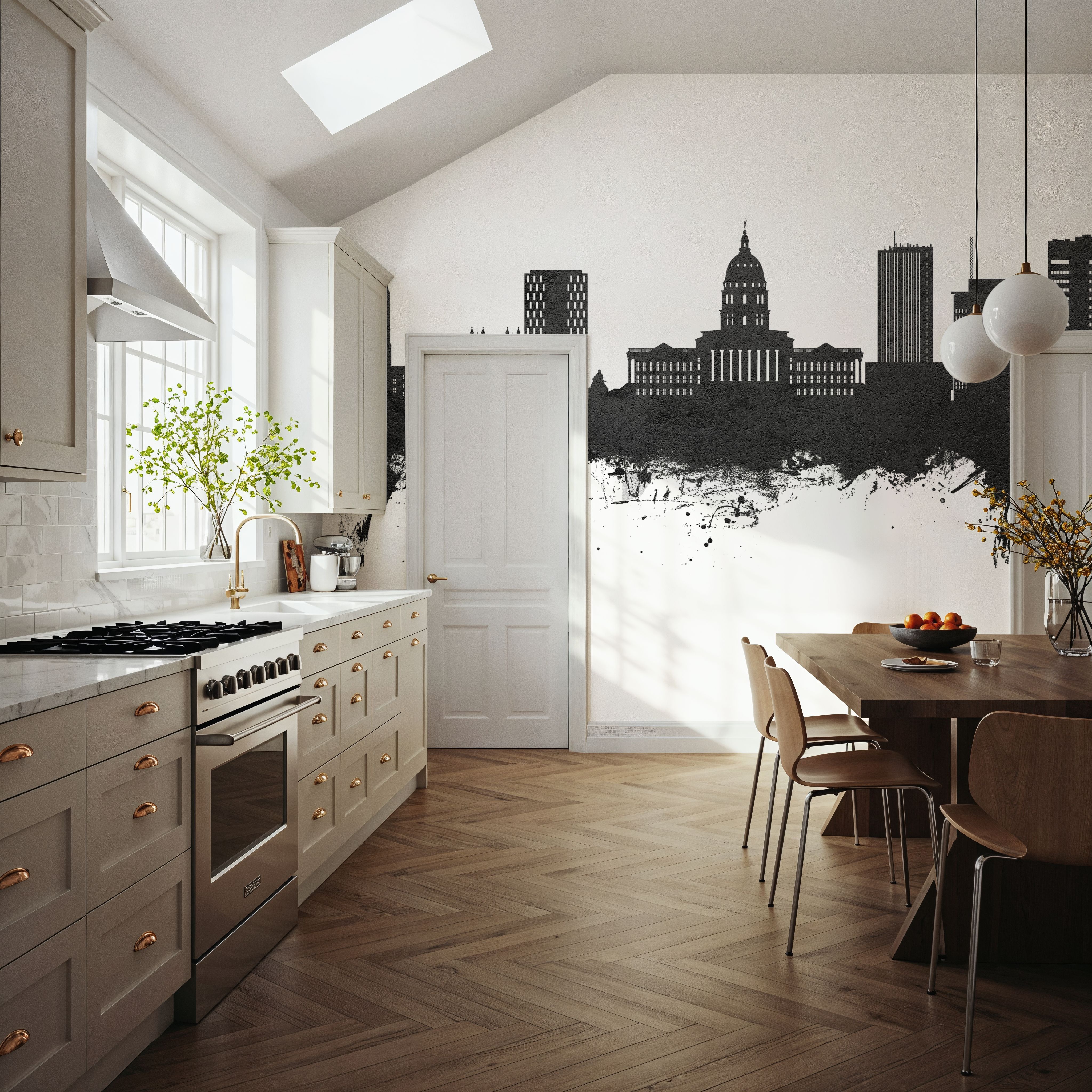 Topeka Wyoming Skyline Black & White