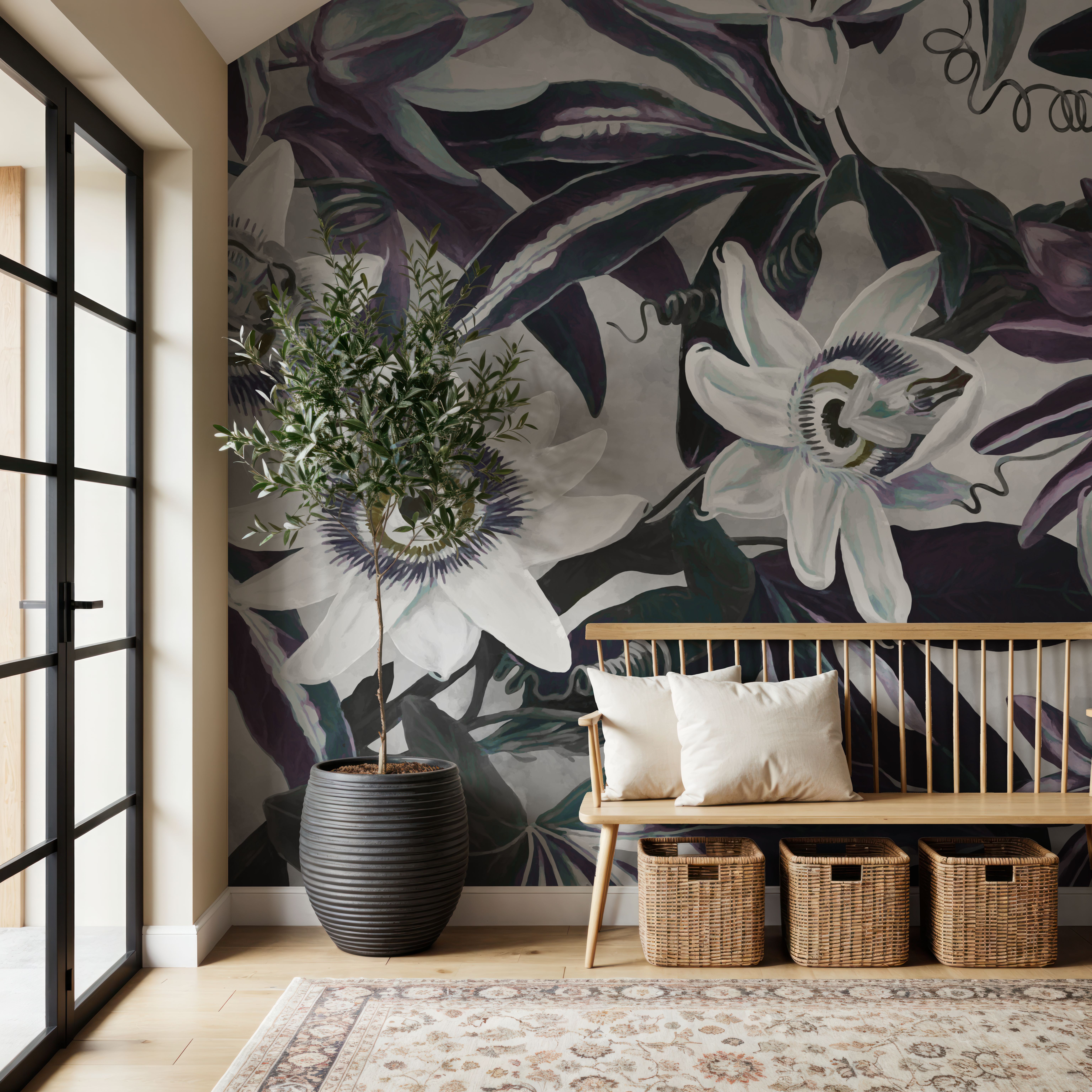 White Passiflora Muted Green