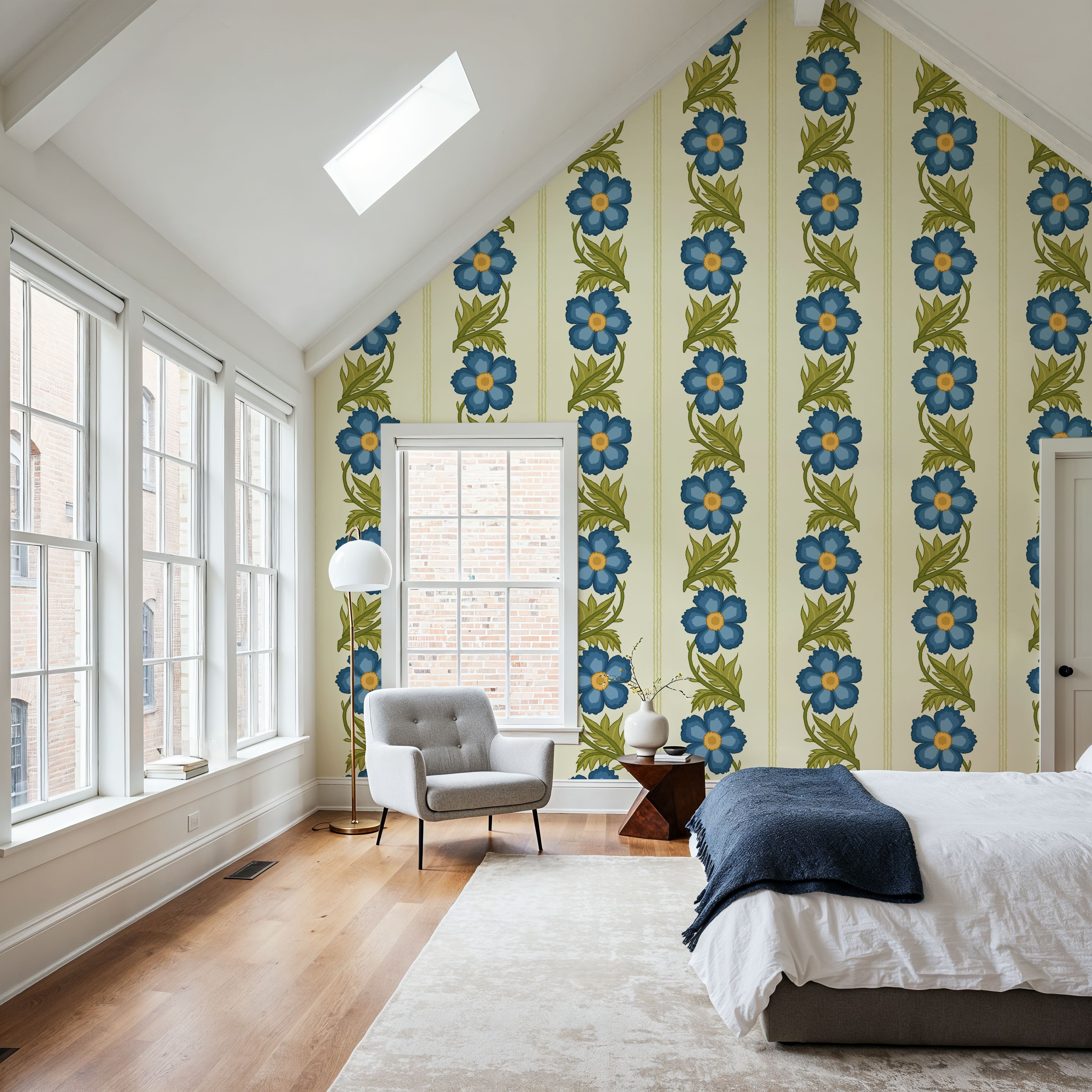Floral Stripe, Blue