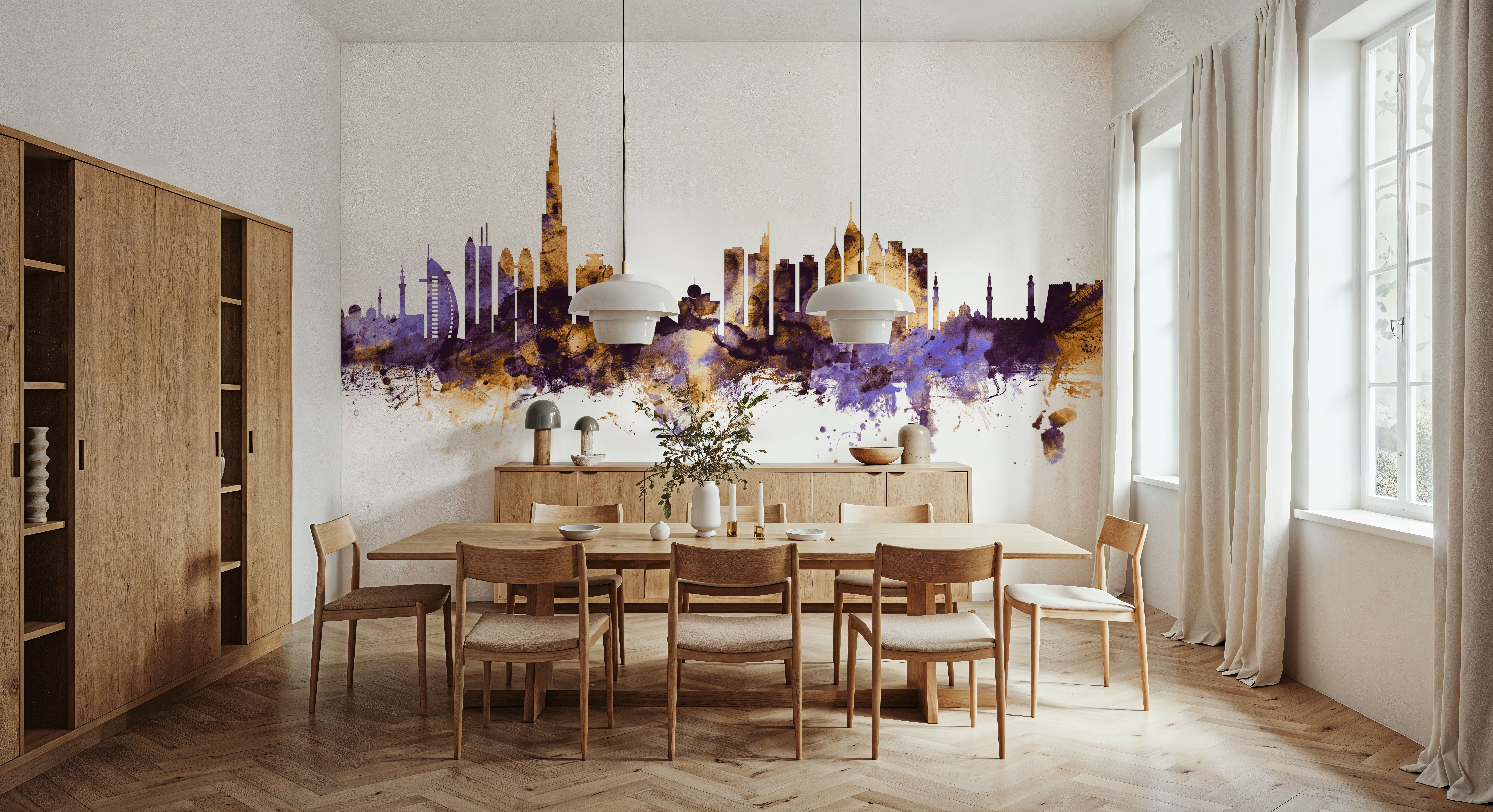 Dubai Skyline Purple & Gold