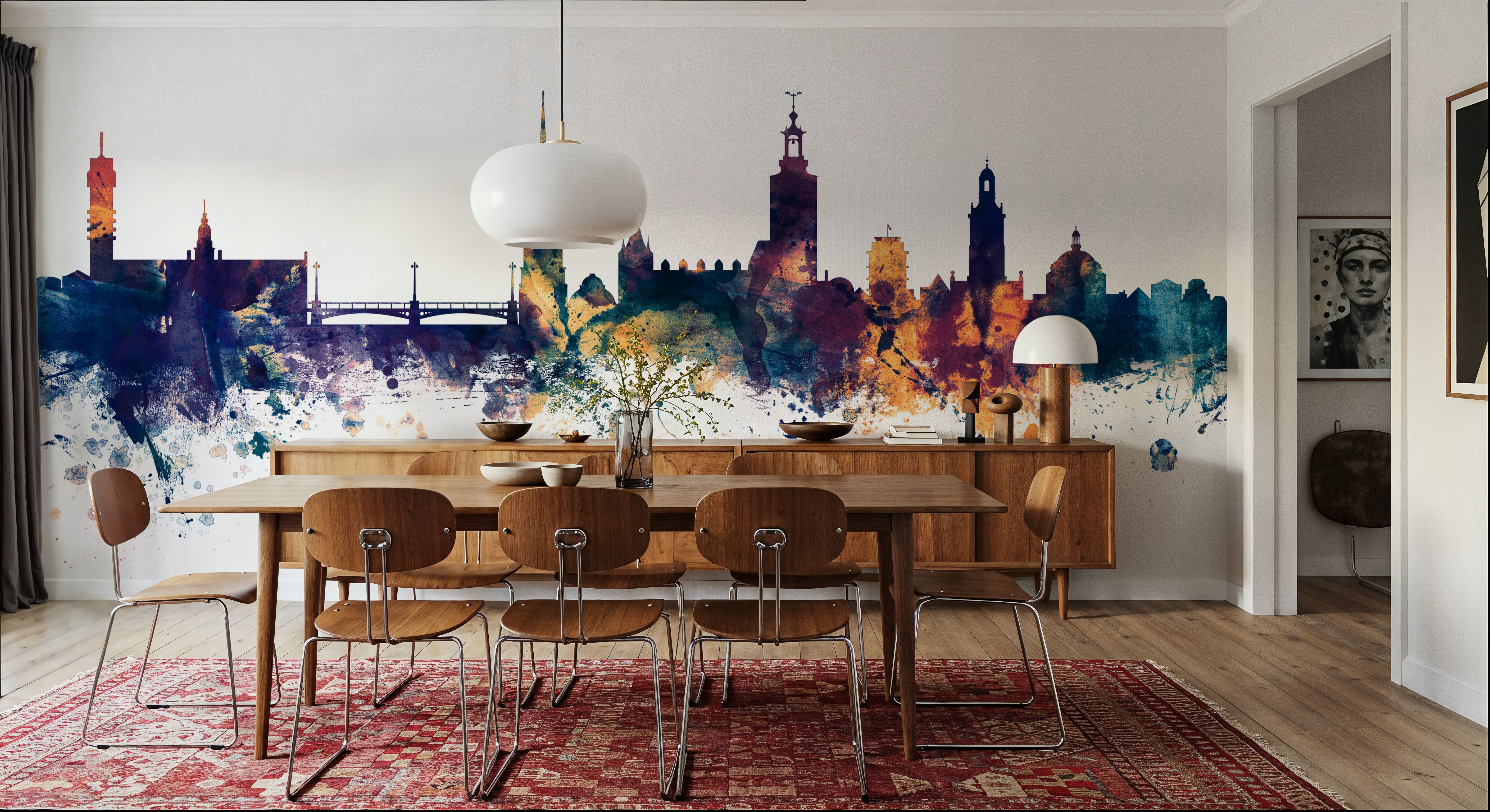 Stockholm Skyline Blue & Bronze