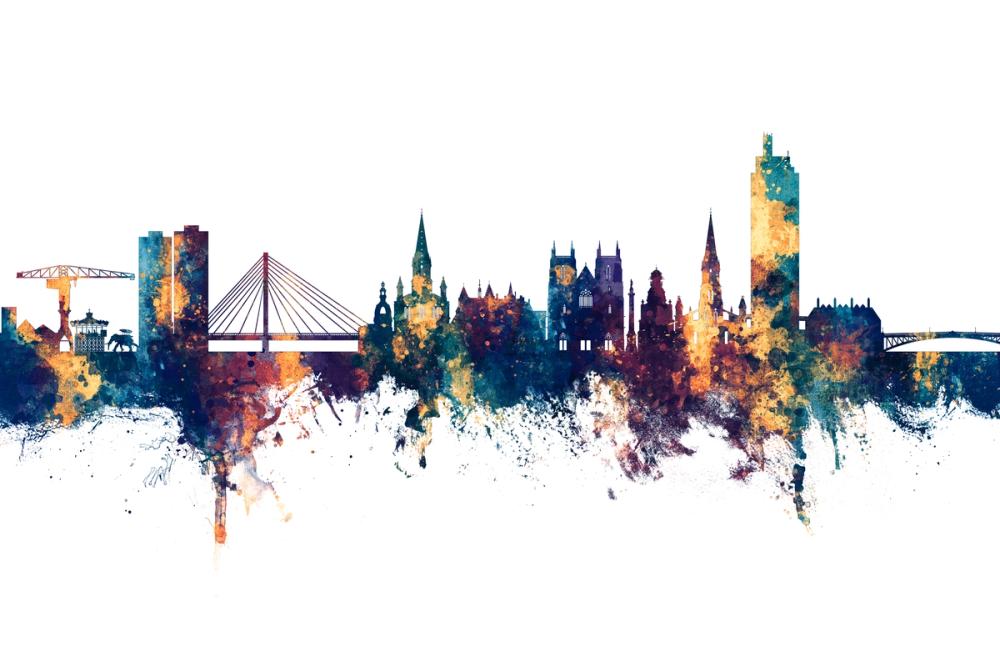 Nantes France Skyline Blue & Bronze