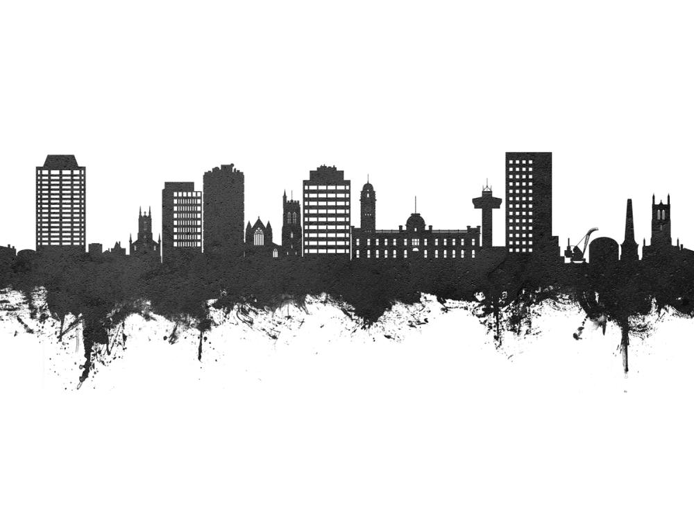 Hobart Australia Skyline Black & White