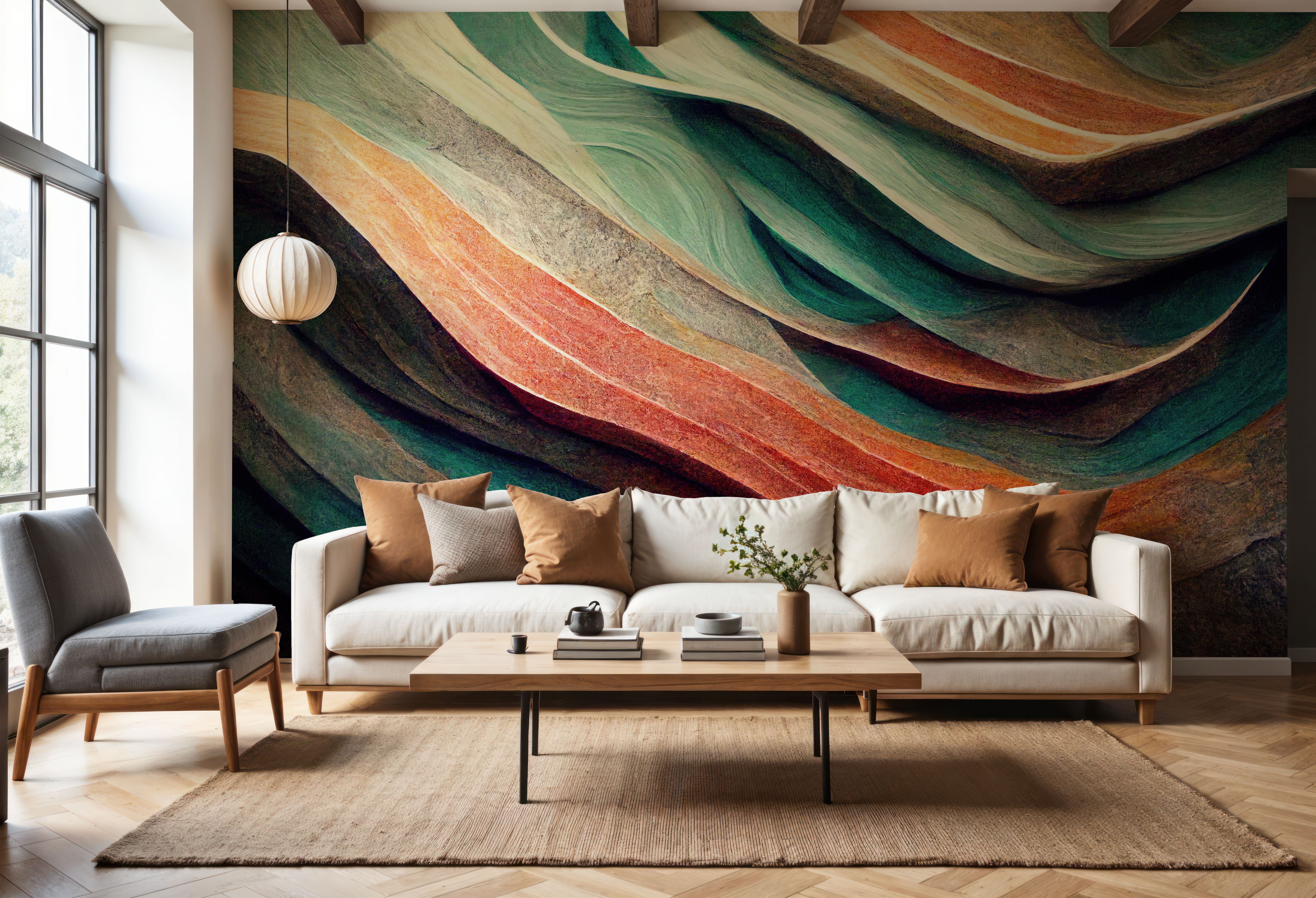 Wall Mural - Firebrick And Light - Abstract mural wallpaper - Dining Room - Wallism US - Premium, Textured or Peel & Stick