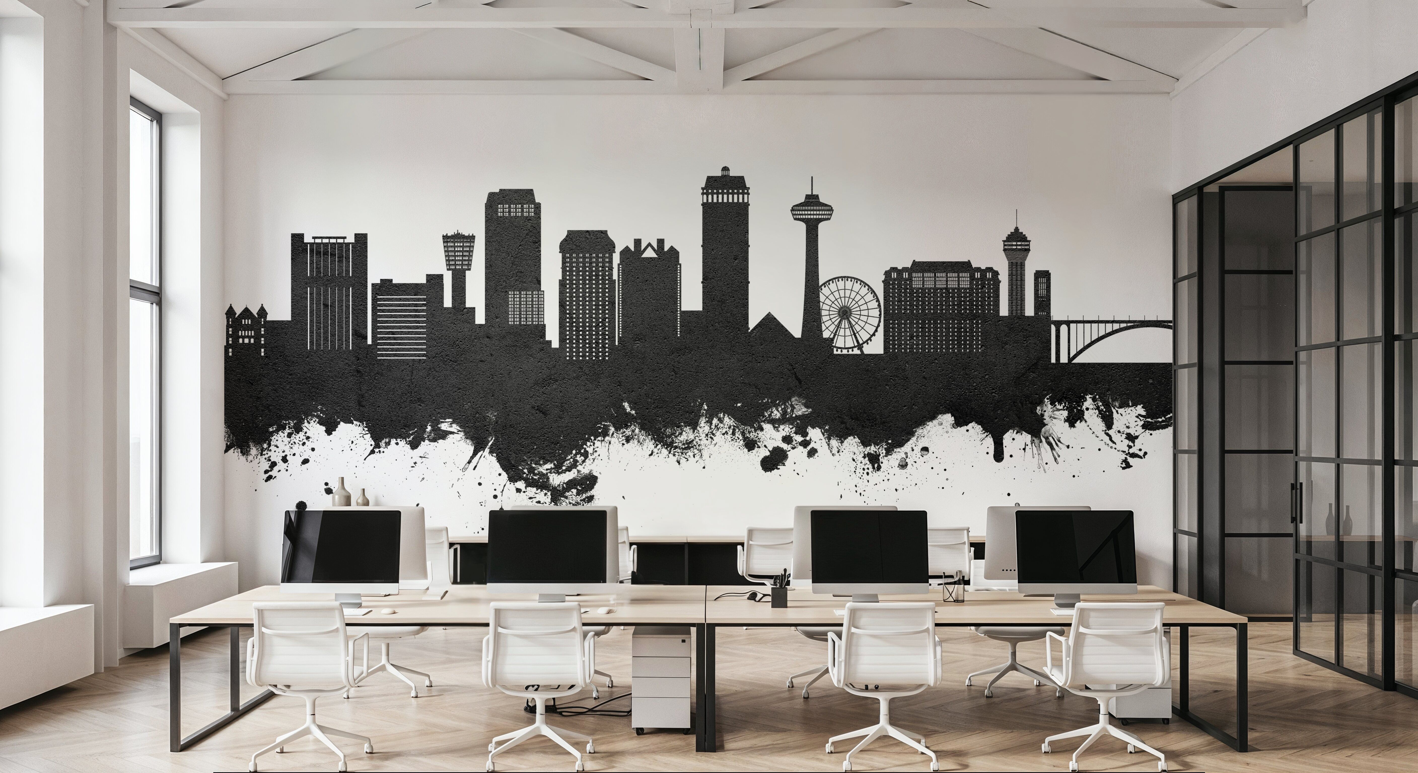 Niagara Falls Skyline Black & White