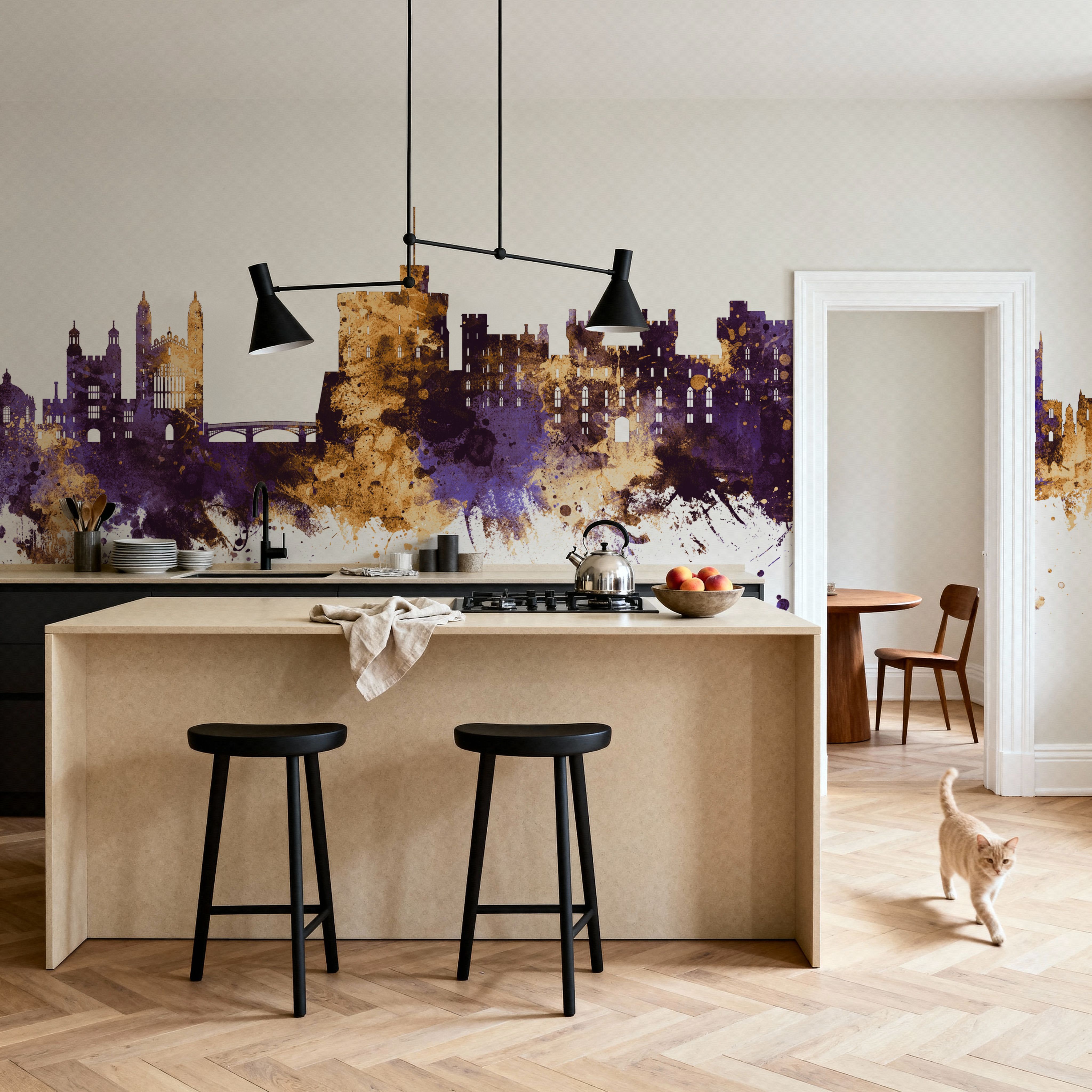 Windsor England Skyline Purple & Gold