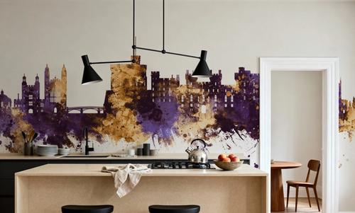 Windsor England Skyline Purple & Gold