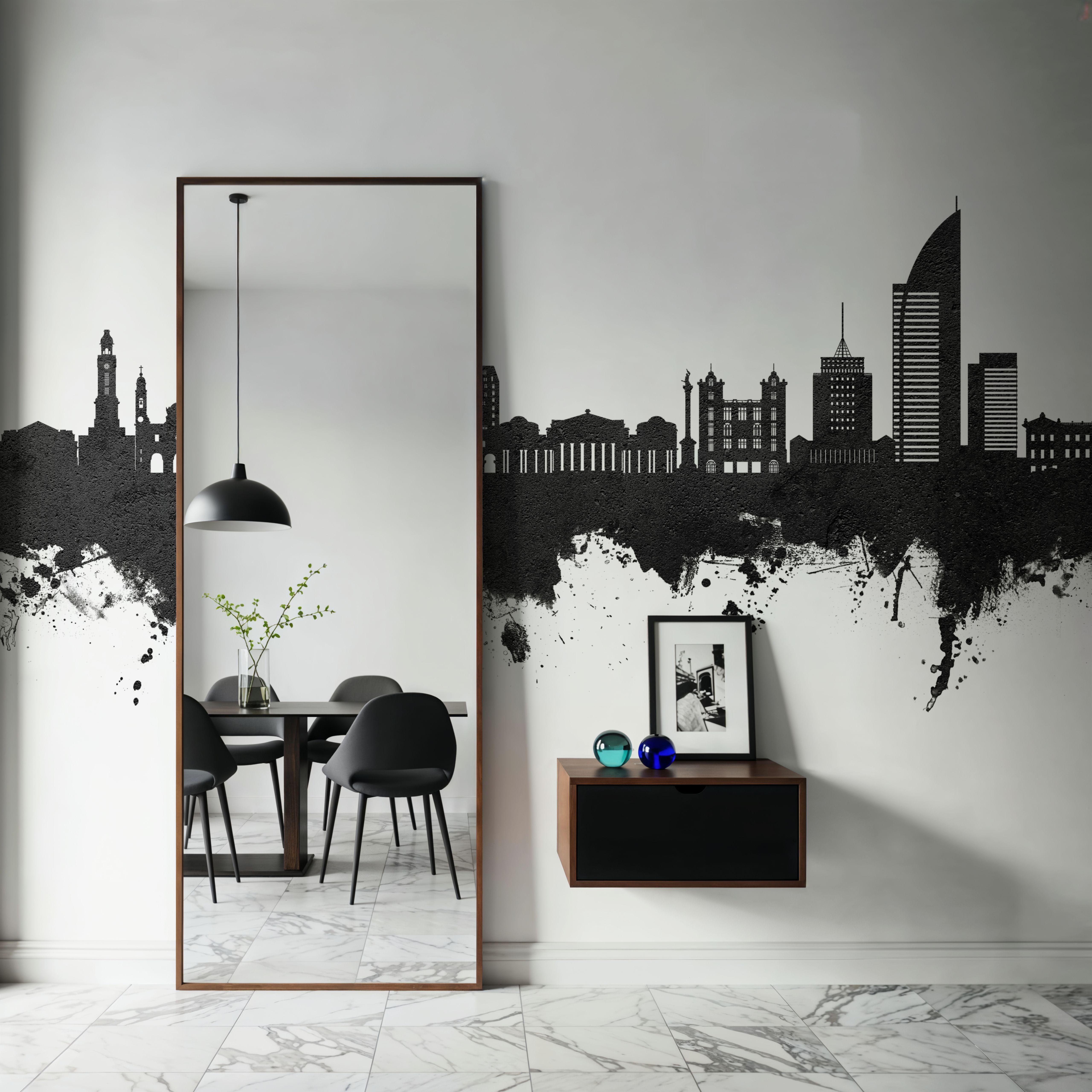 Montevideo Uruguay Skyline Black & White