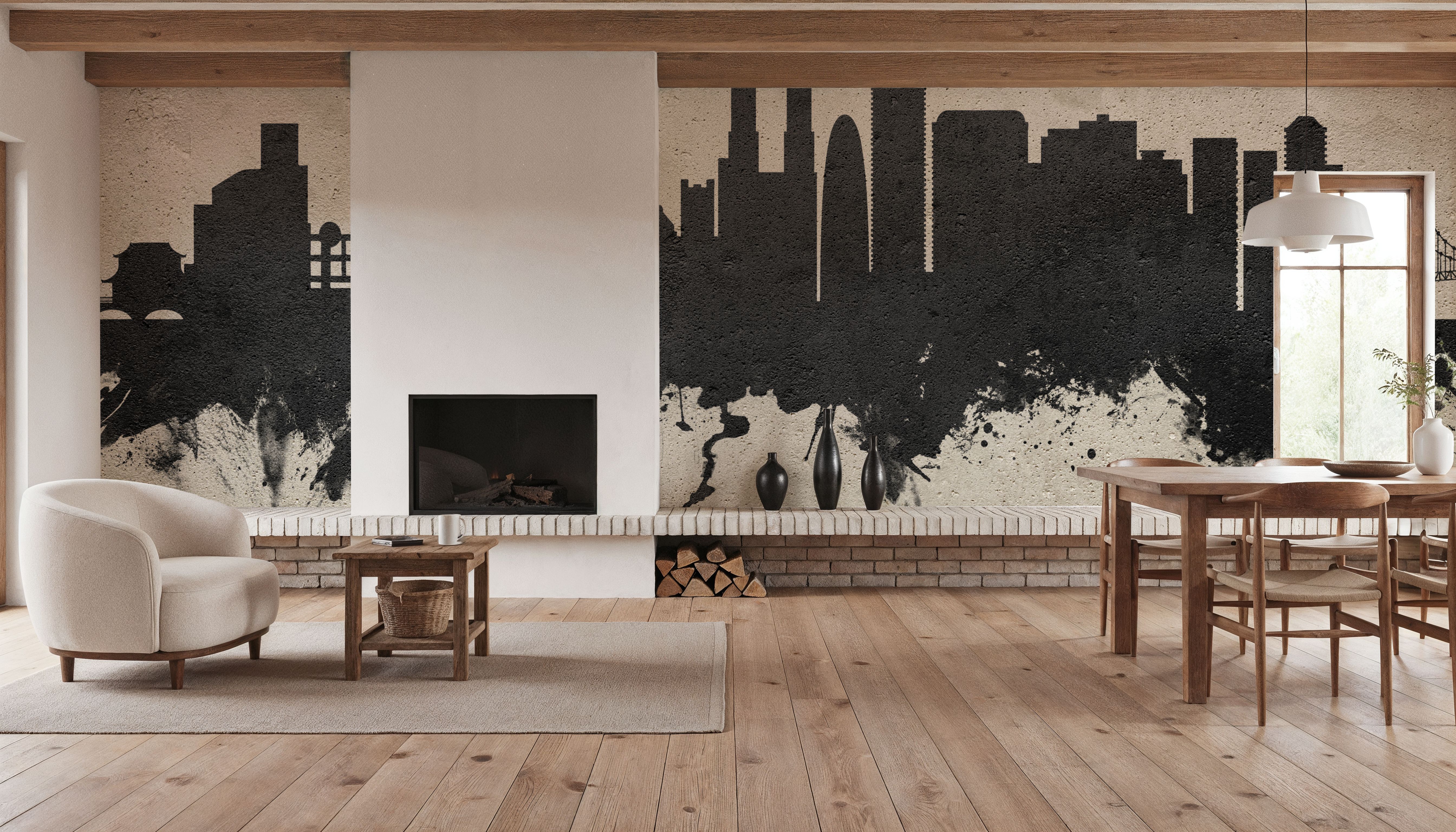 Tokyo Japan Skyline Concrete, Behang