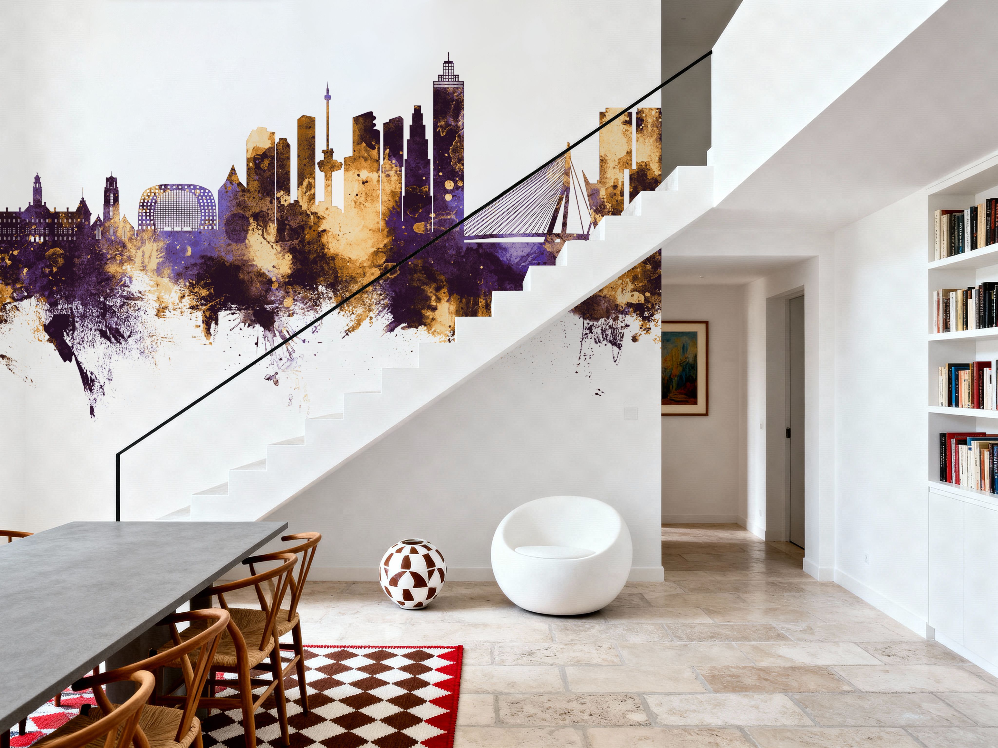 Rotterdam The Netherands Skyline Purple & Gold