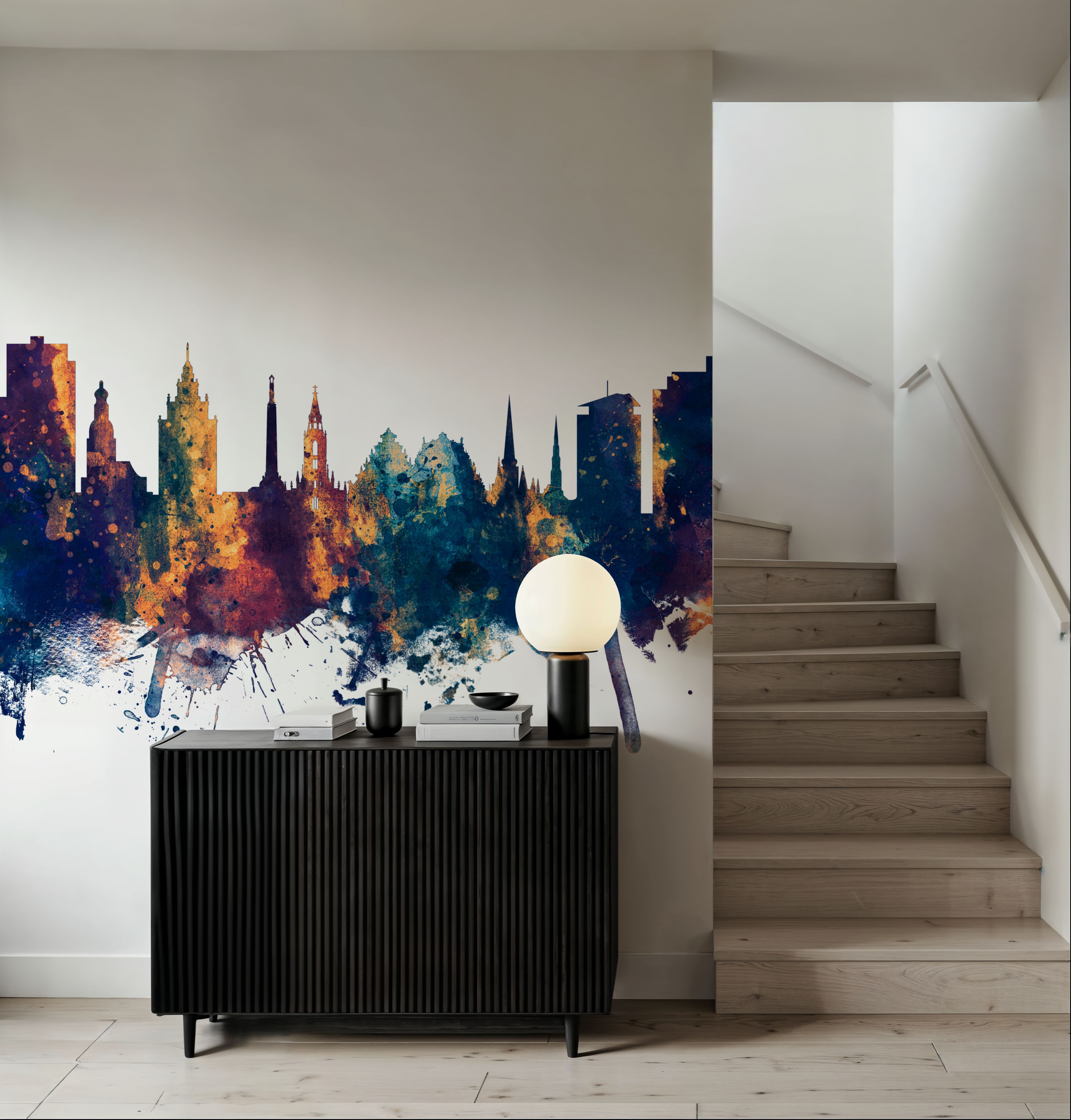 Riga Latvia Skyline Blue & Bronze