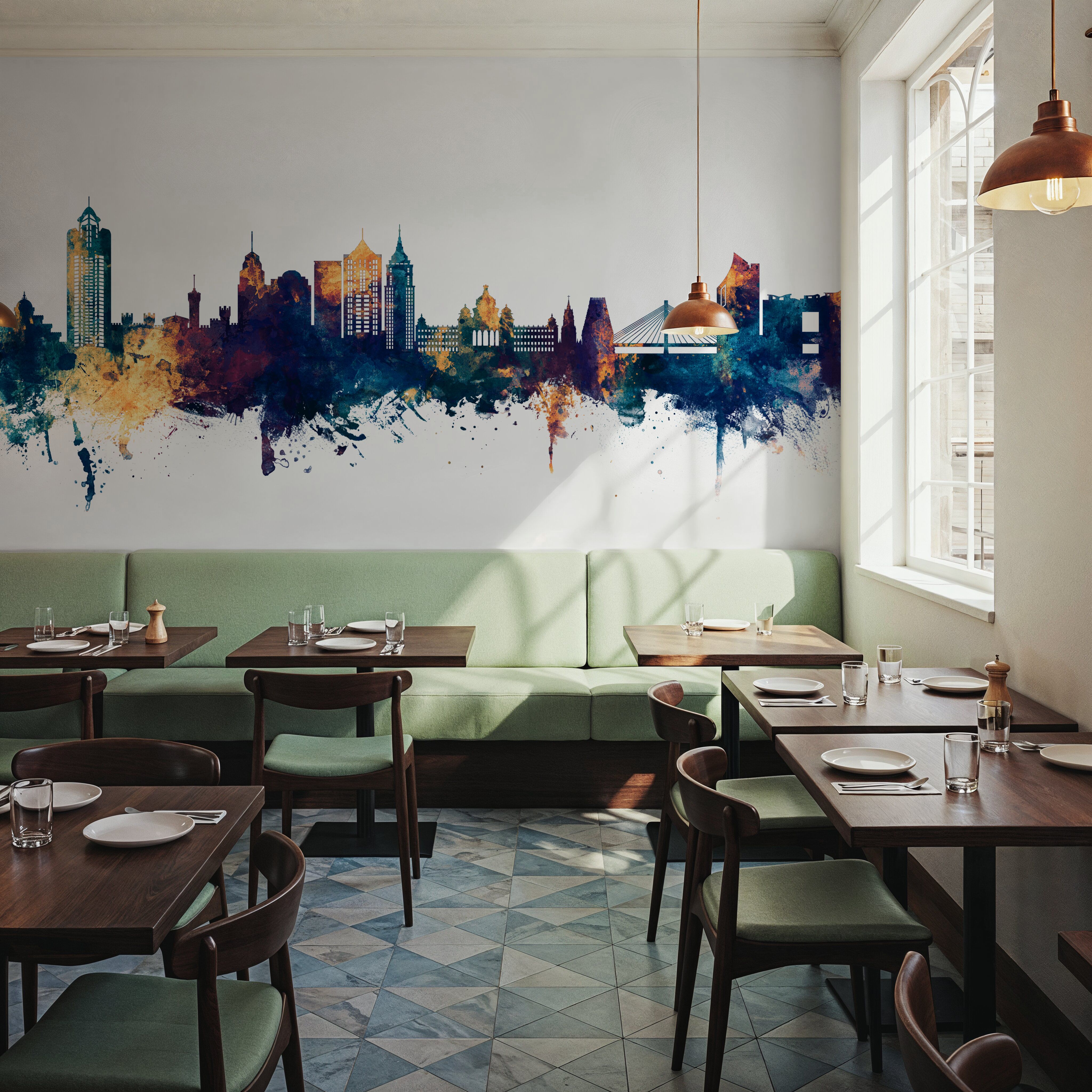 Bengaluru India Skyline Blue & Bronze