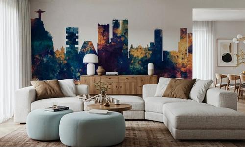 Rio de Janeiro Brazil Skyline Blue & Bronze