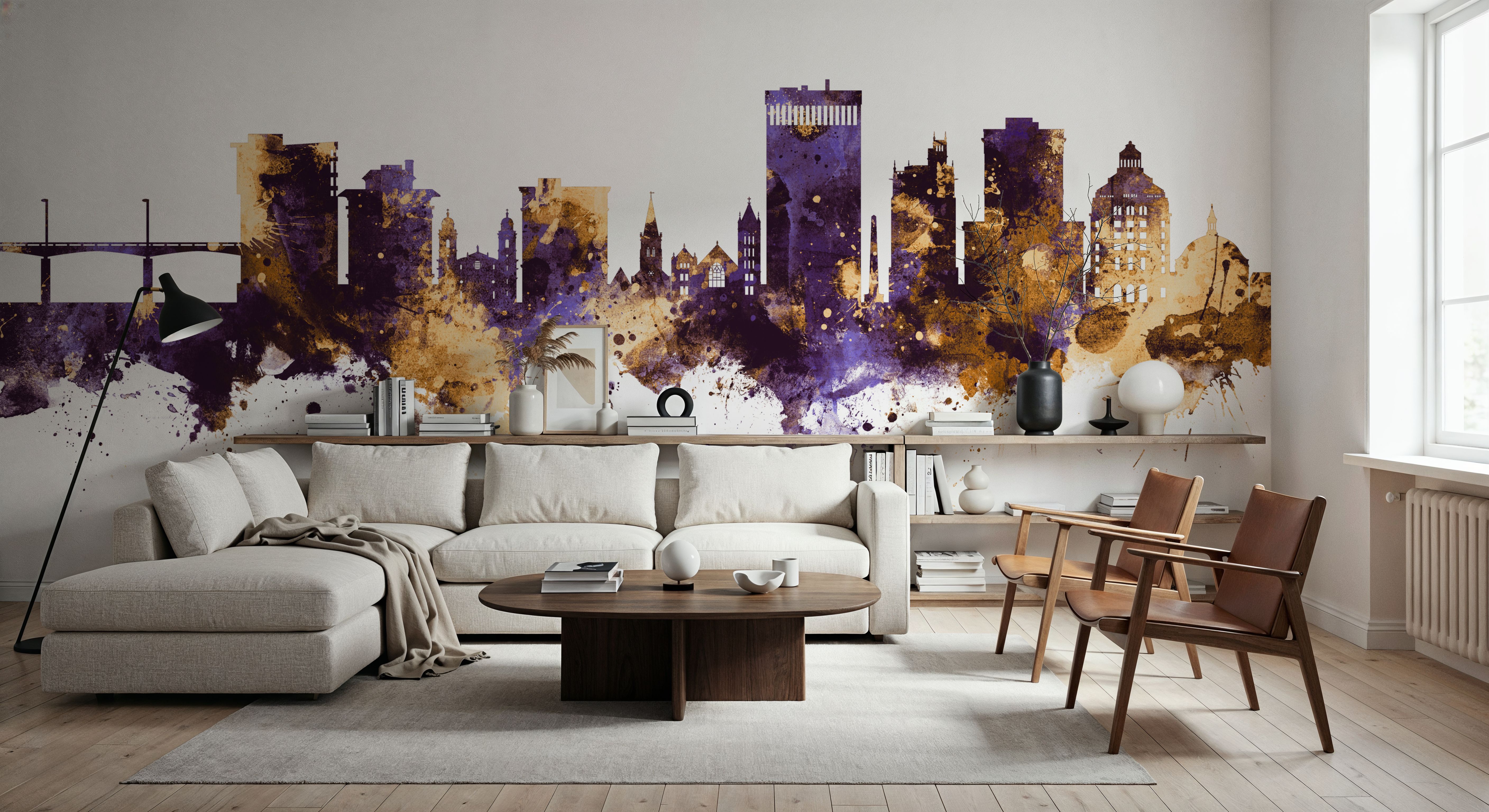 Asheville North Carolina Skyline Purple & Gold