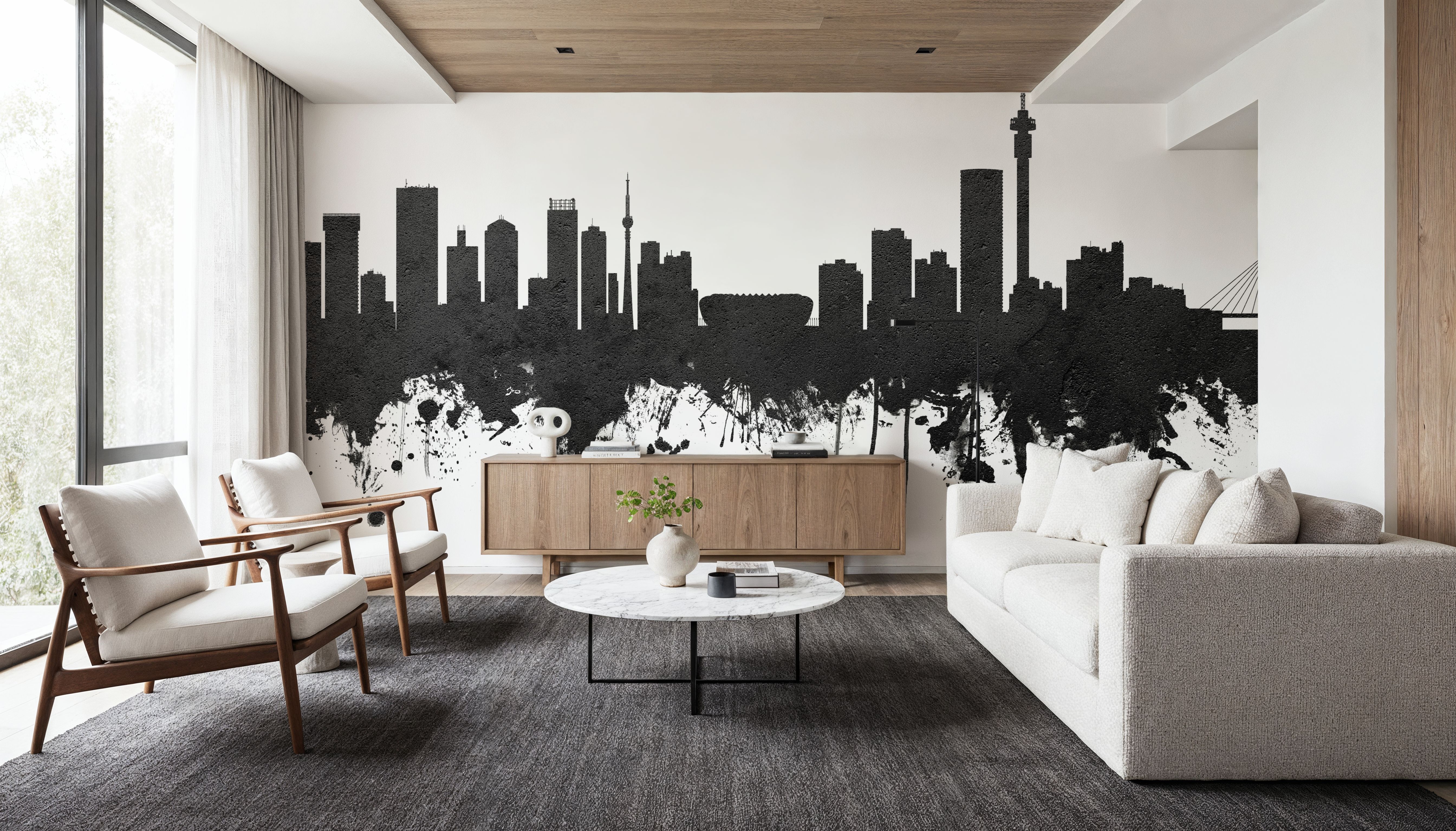 Johannesburg South Africa Skyline Black & White