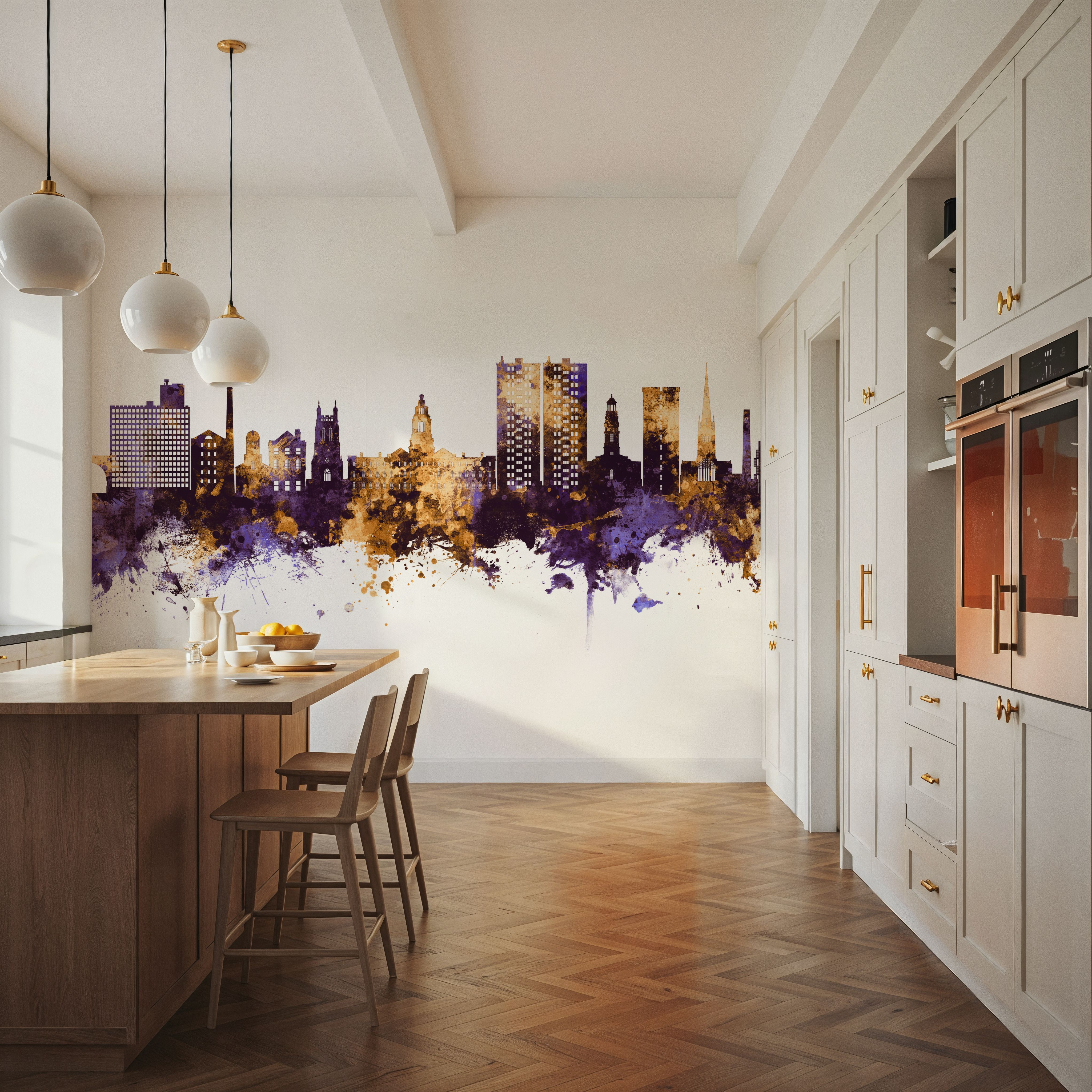 Stockport England Skyline Purple & Gold