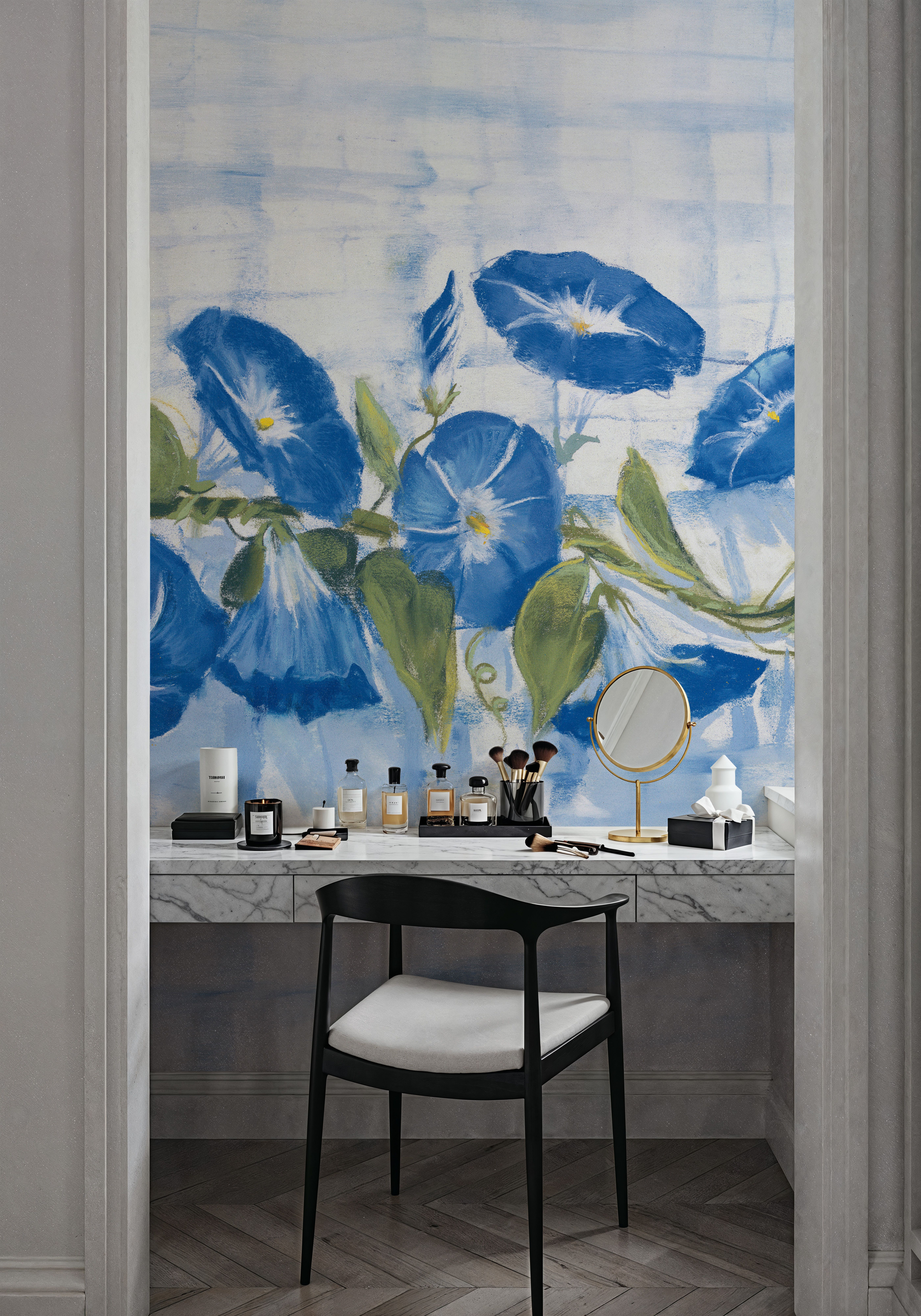 Morning Glory on linen