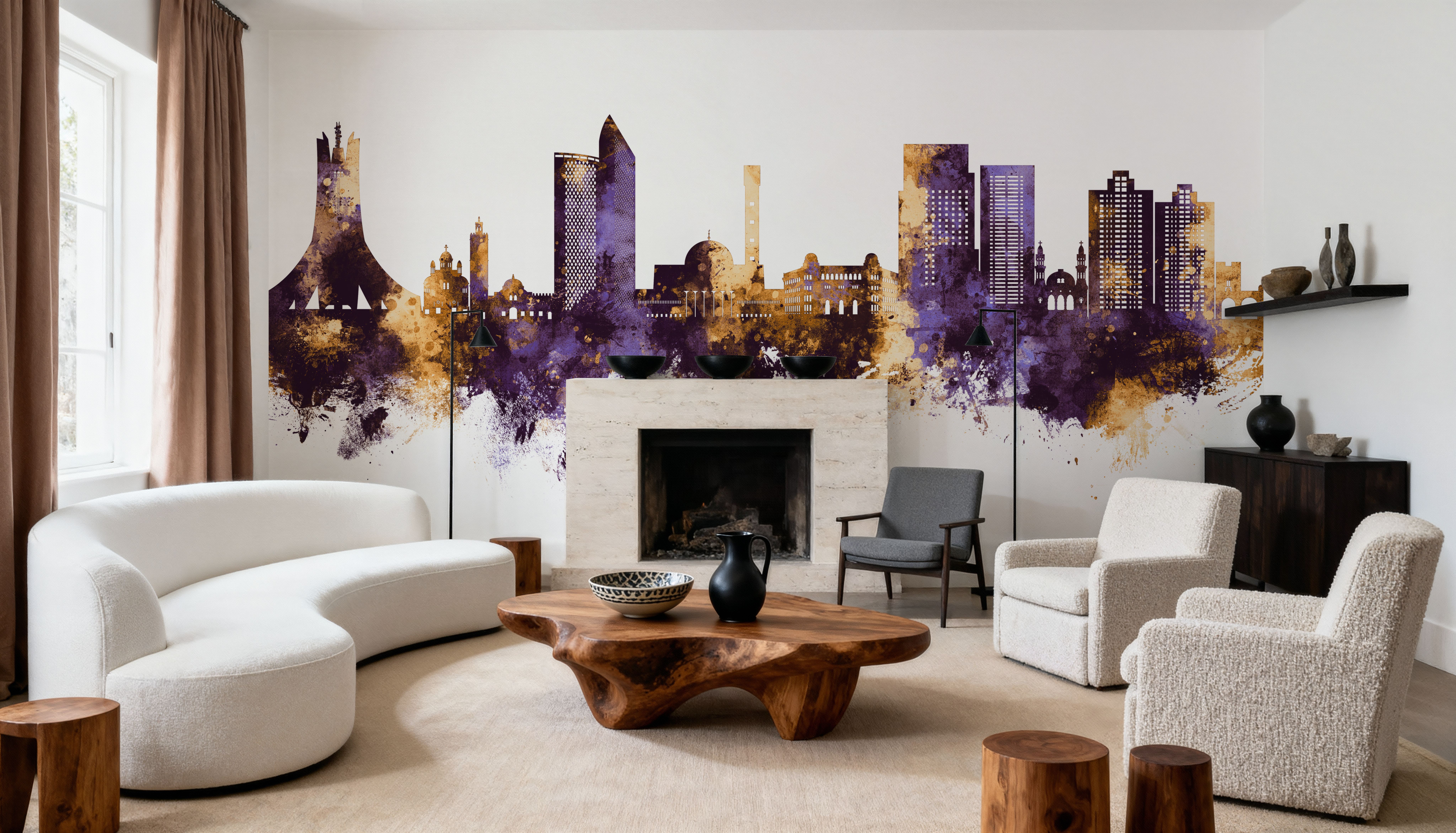 Algiers Algeria Skyline Purple & Gold