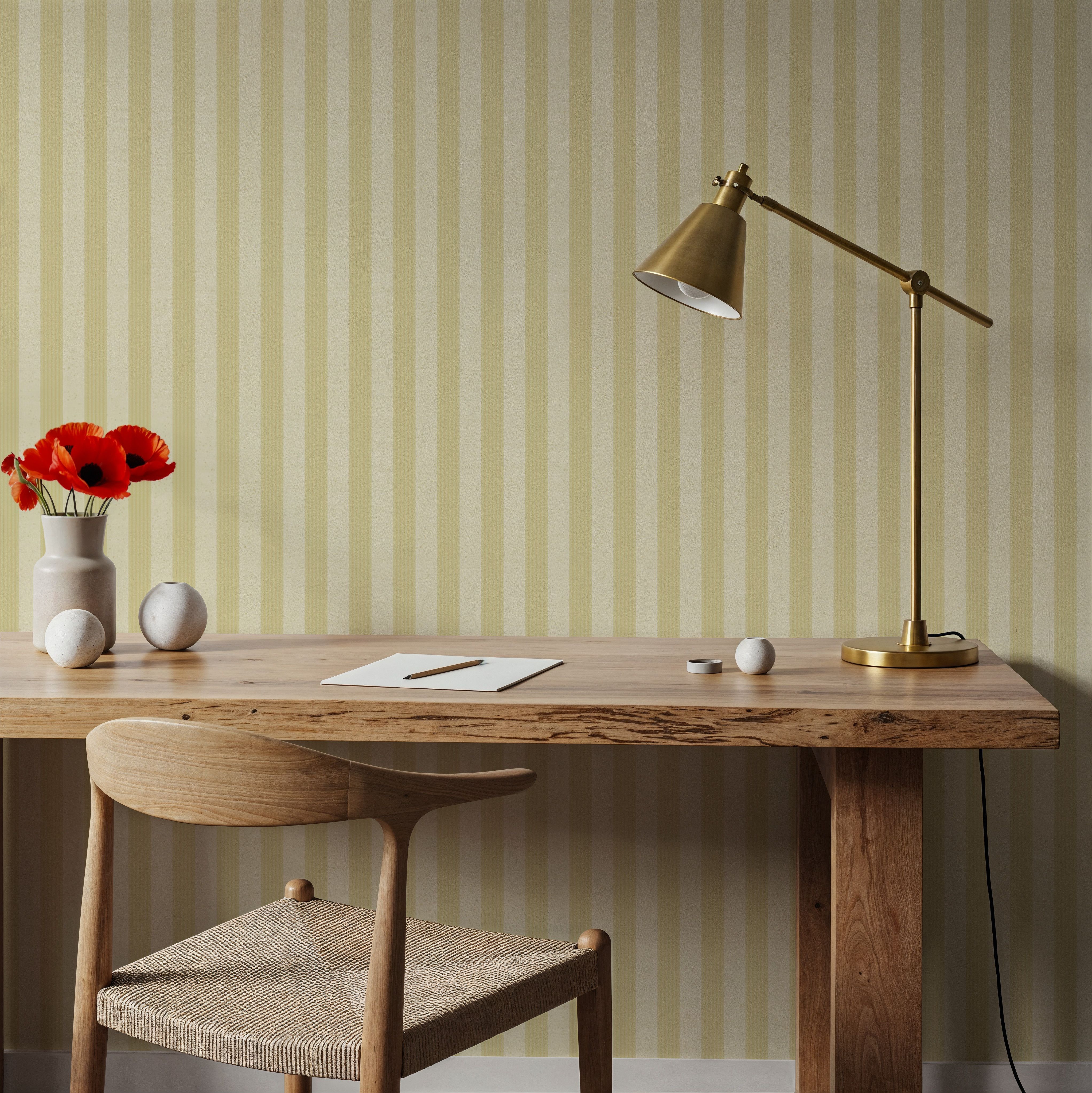 Ticking Awning Stripes, Butter, Behang