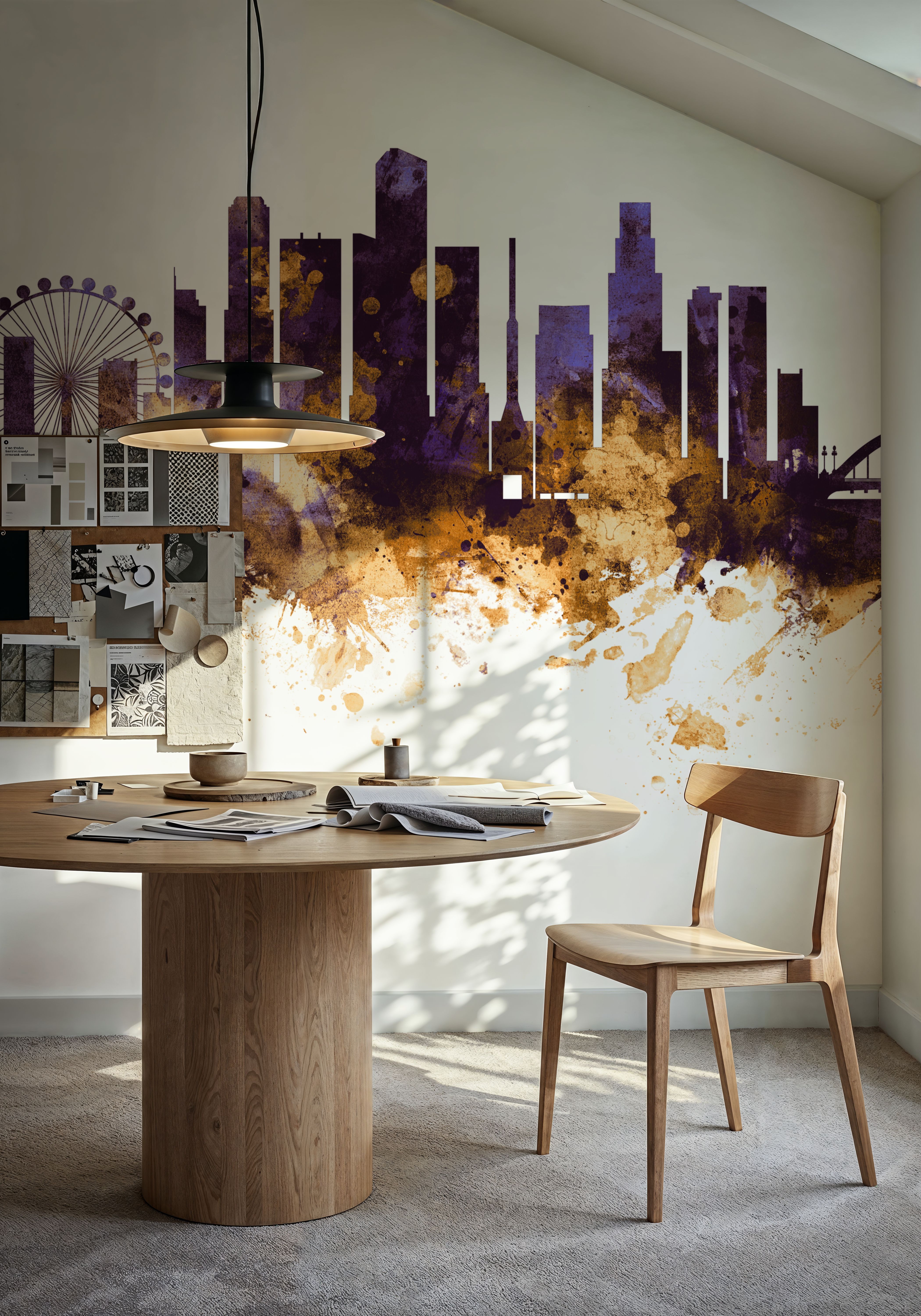 Singapore Skyline Purple & Gold