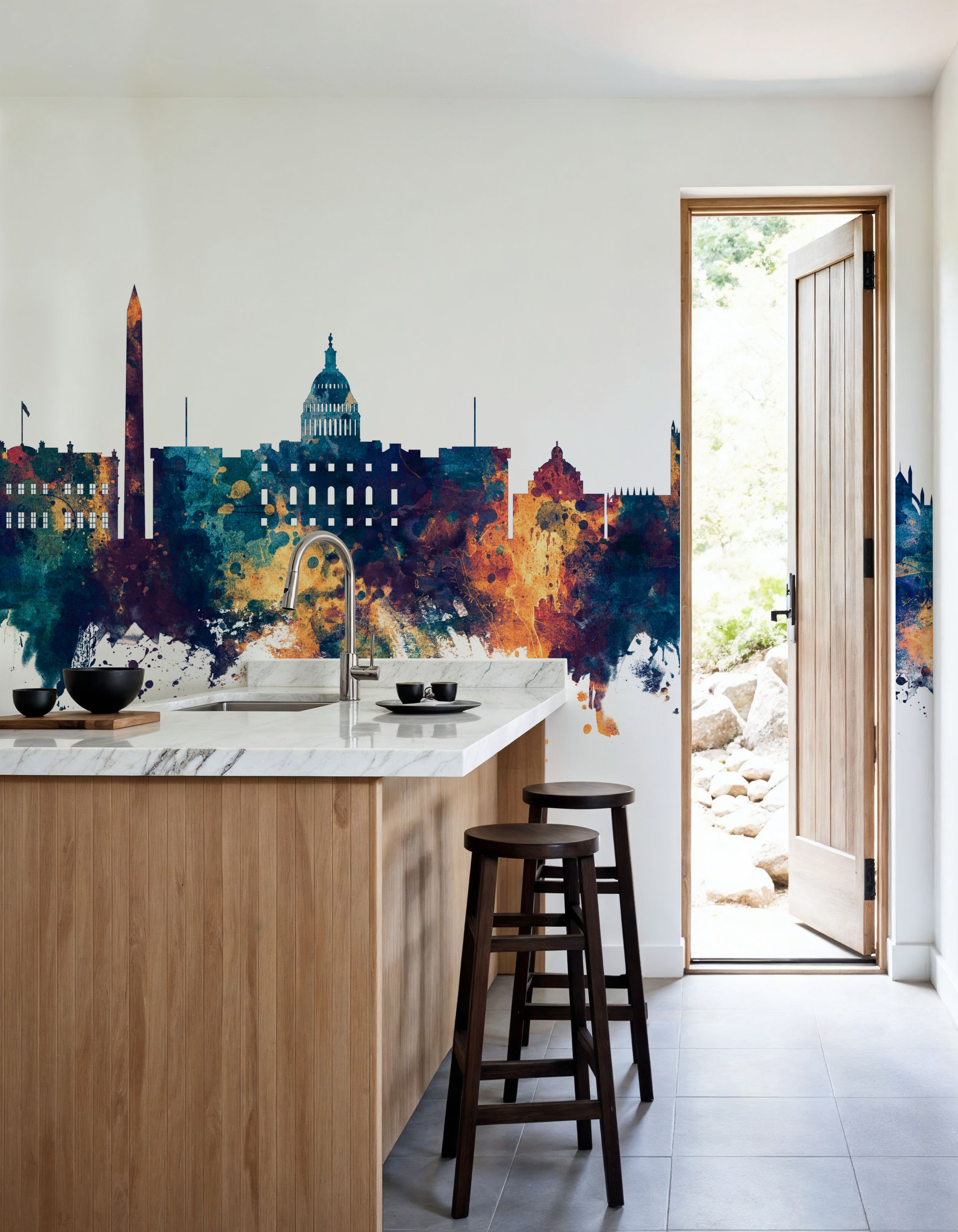 Washington DC Skyline Blue & Bronze