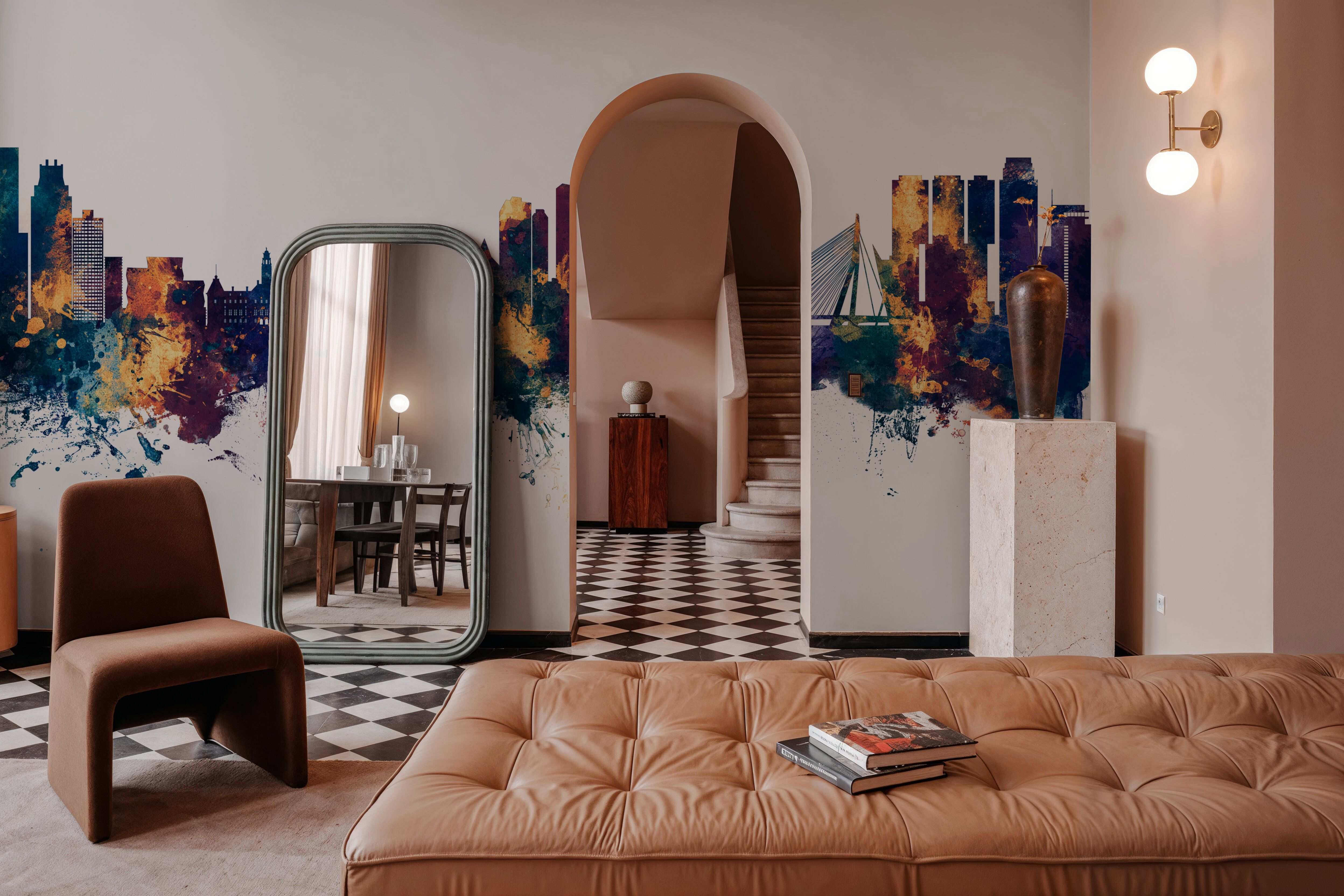 Rotterdam The Netherands Skyline Blue & Bronze