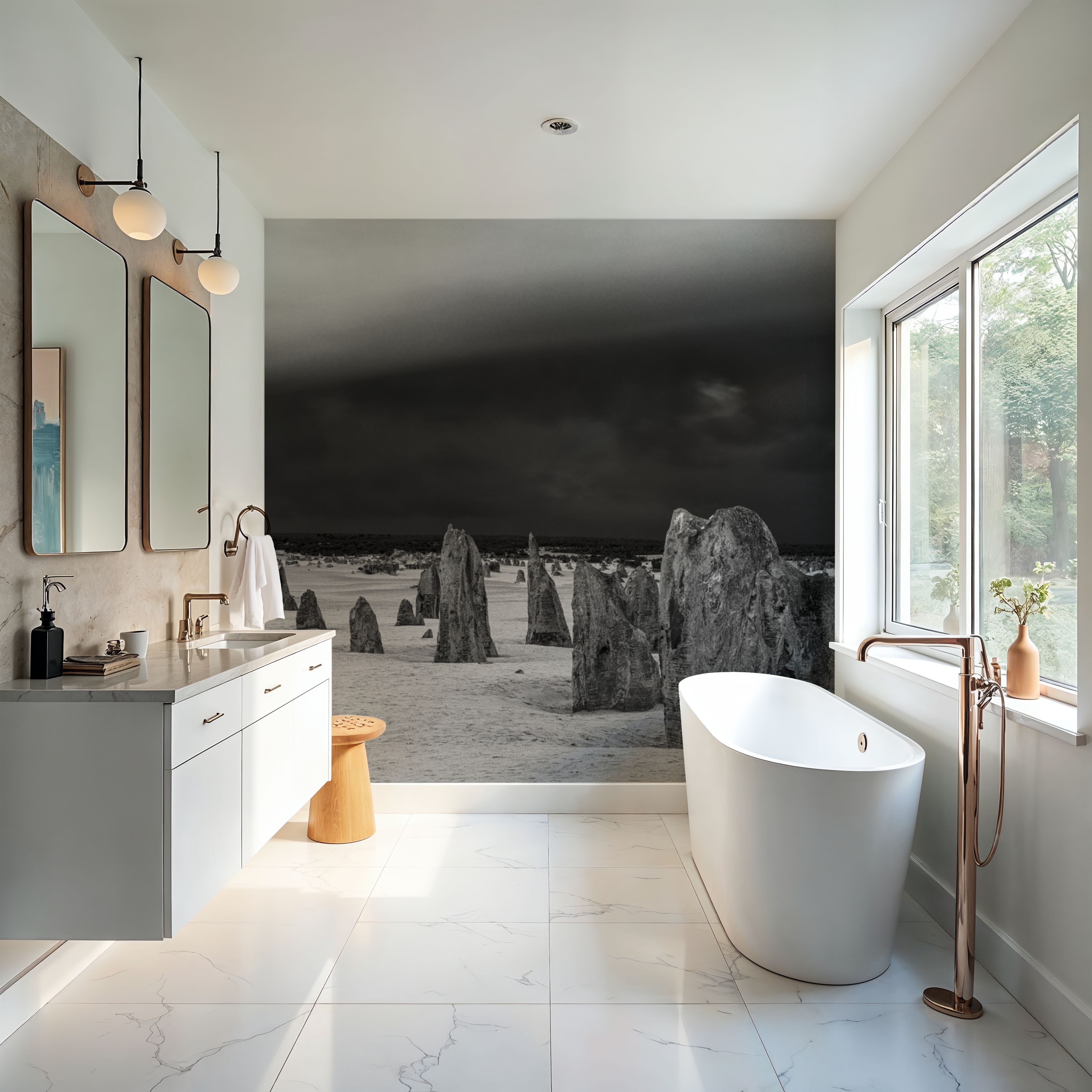 Storm Clouds and Rocks BW