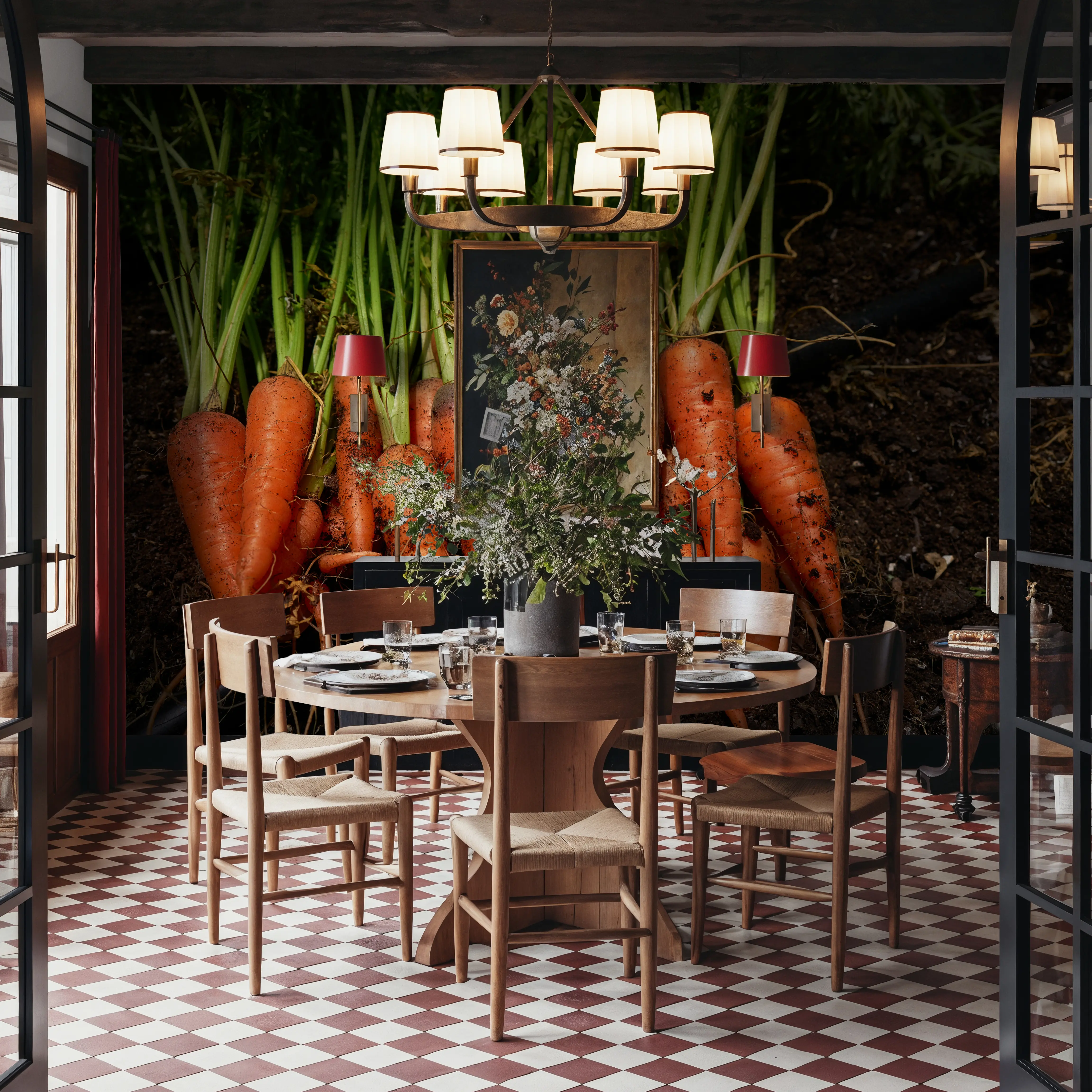 Papier Peint Panoramique - Harvest Carrot - Feuillage Loisirs - Orange - Salle à manger - Wallism France - Encollage au mur ou Autocollant