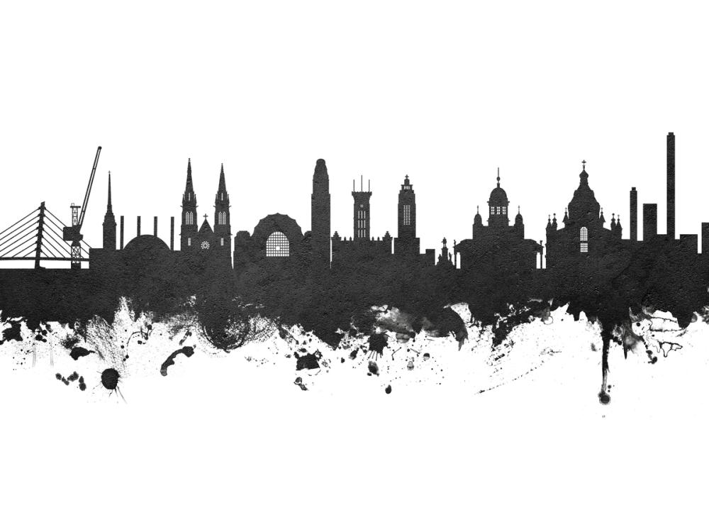 Helsinki Skyline Black & White