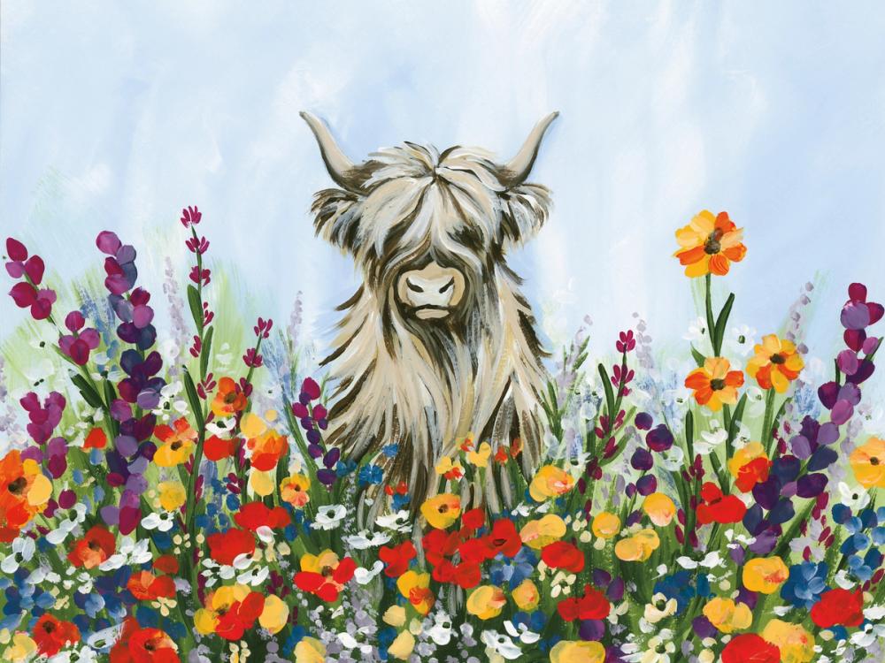 Longhorn in Spring Flowers