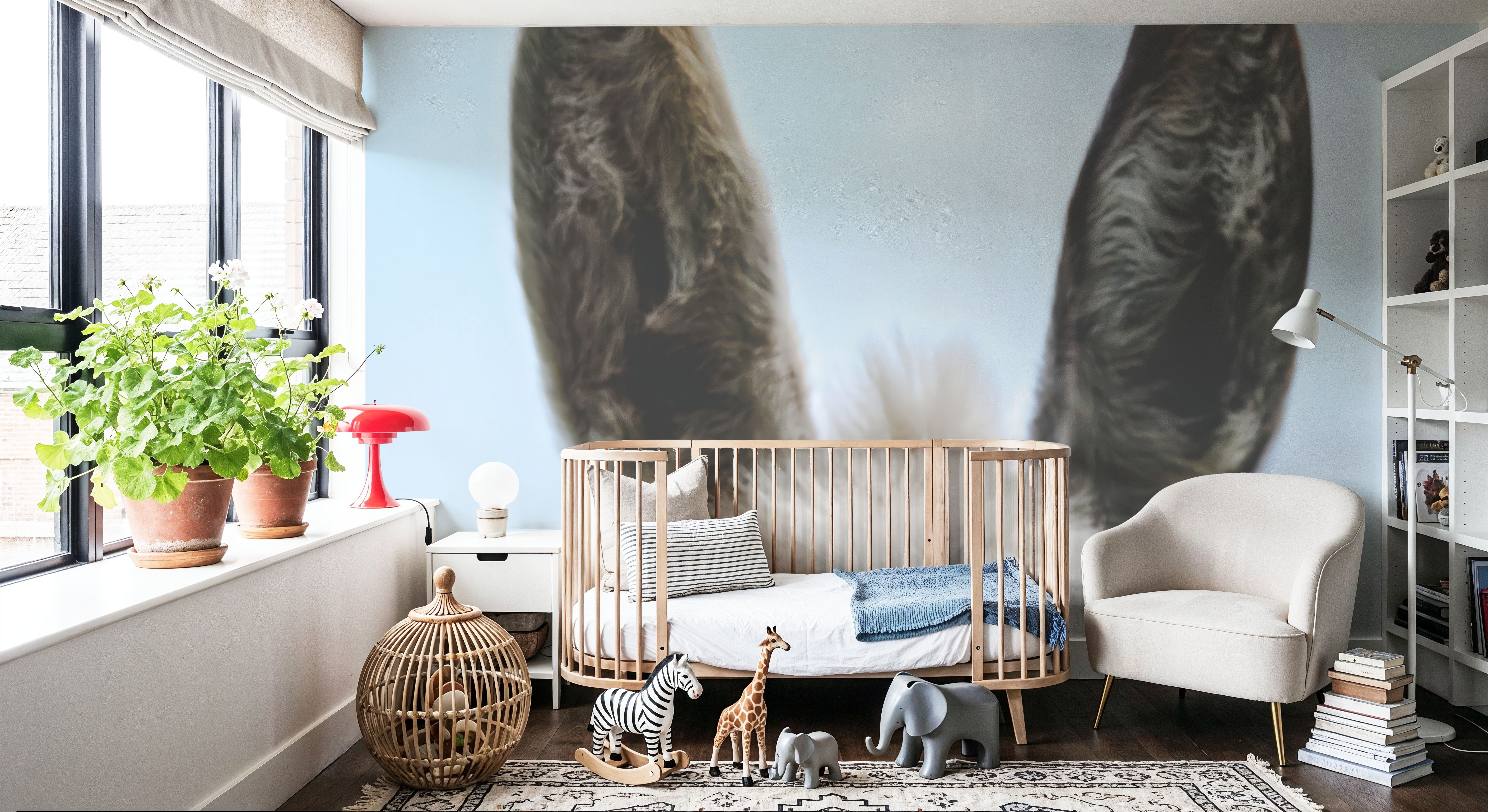 Wall Mural - Downward Facing Donkey - Farm Animals mural wallpaper - Kids' Room - Wallism US - Premium, Textured or Peel & Stick