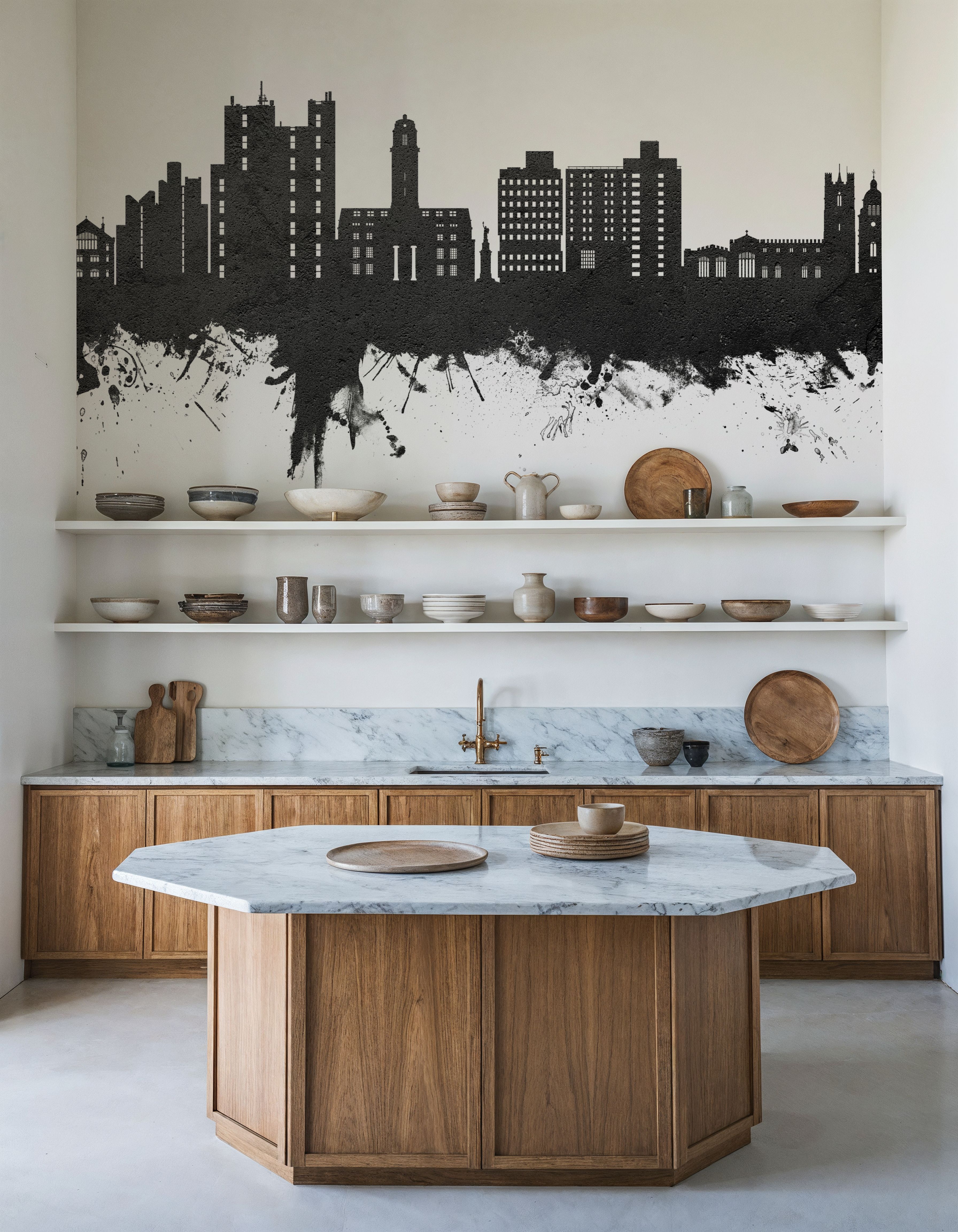 Luton England Skyline Black & White