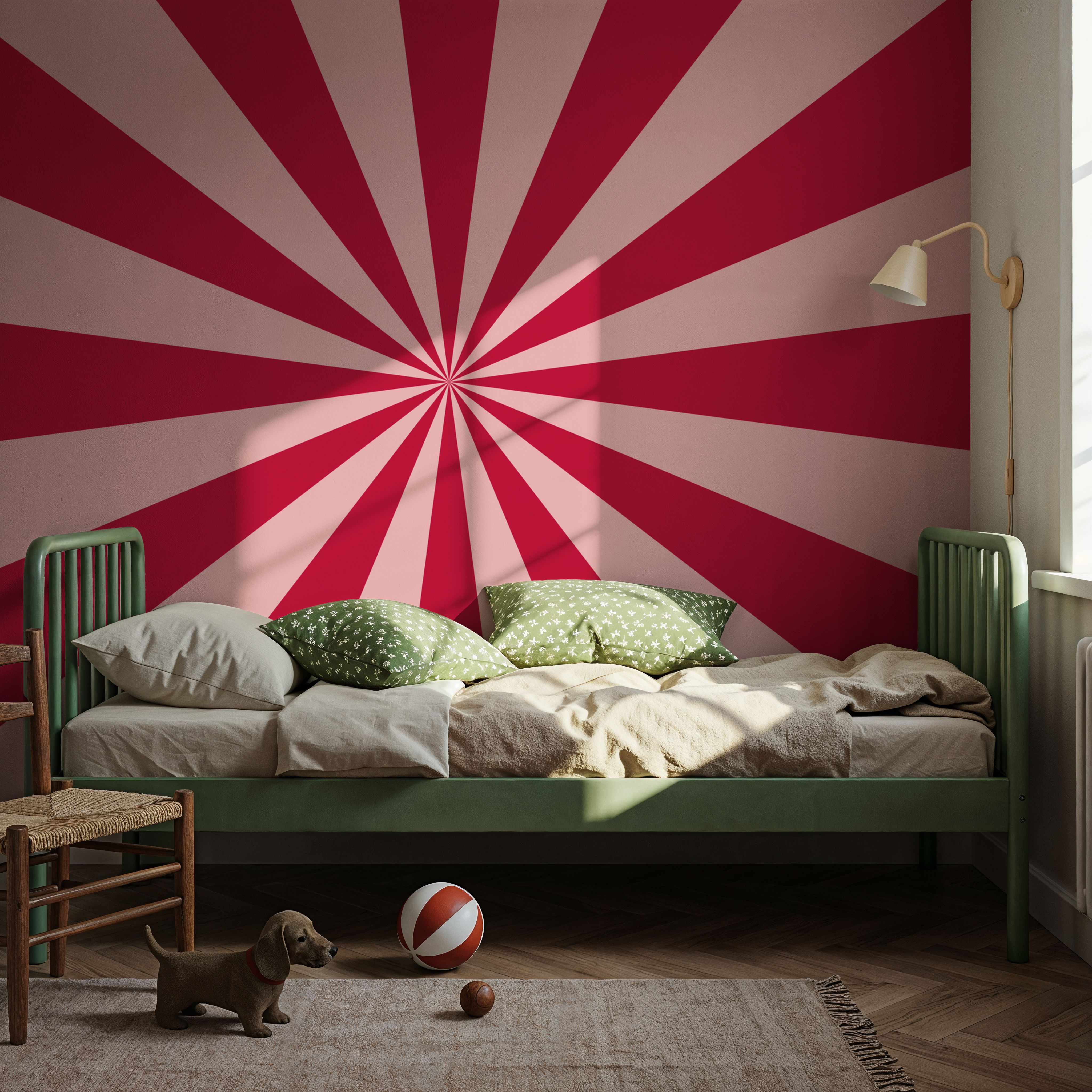 Circus Ceiling, Red on Pink