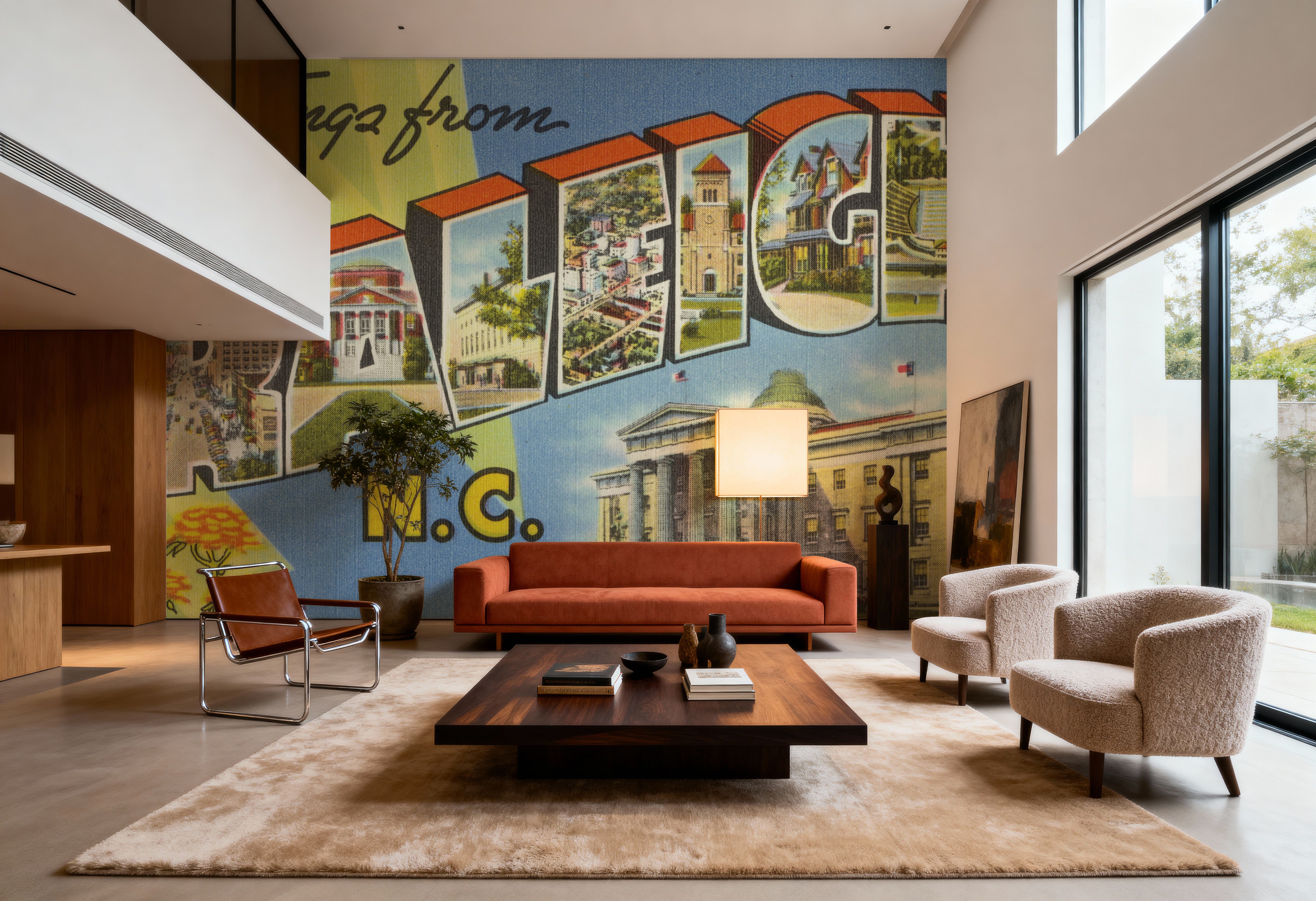 Greetings from Raleigh - Screenprint Postcard, Wallpaper