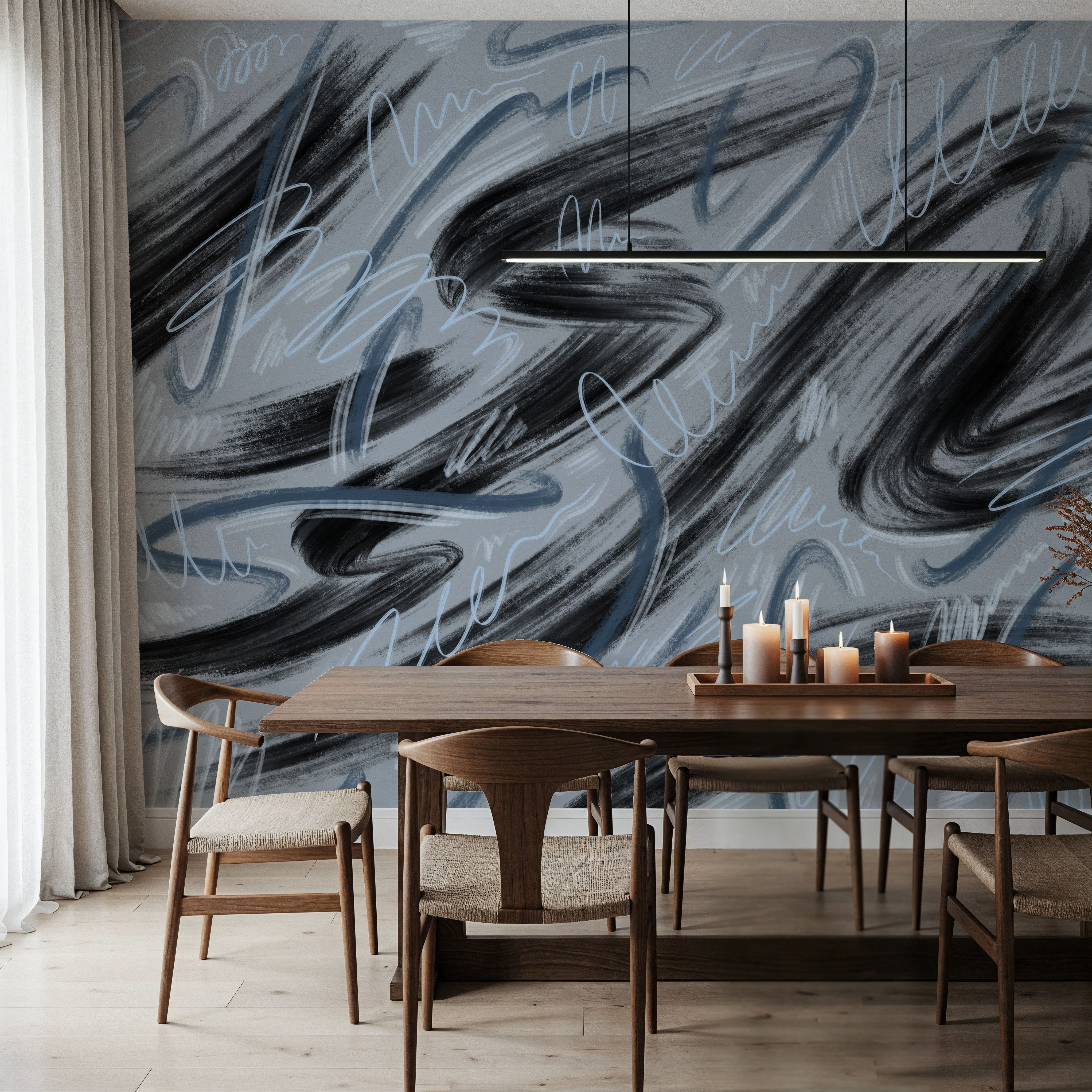 Scribble Flow, Denim Blue
