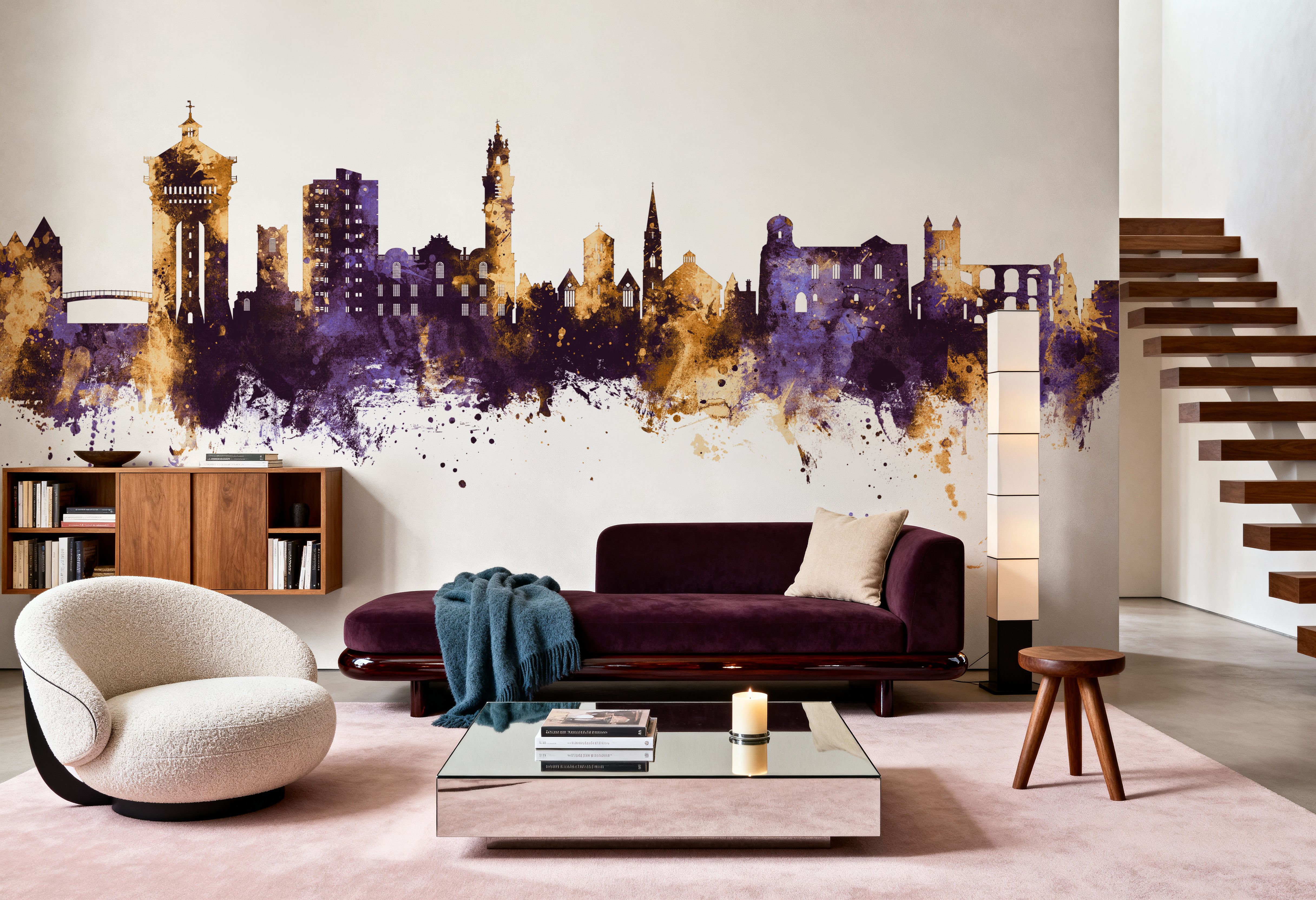 Colchester England Skyline Purple & Gold