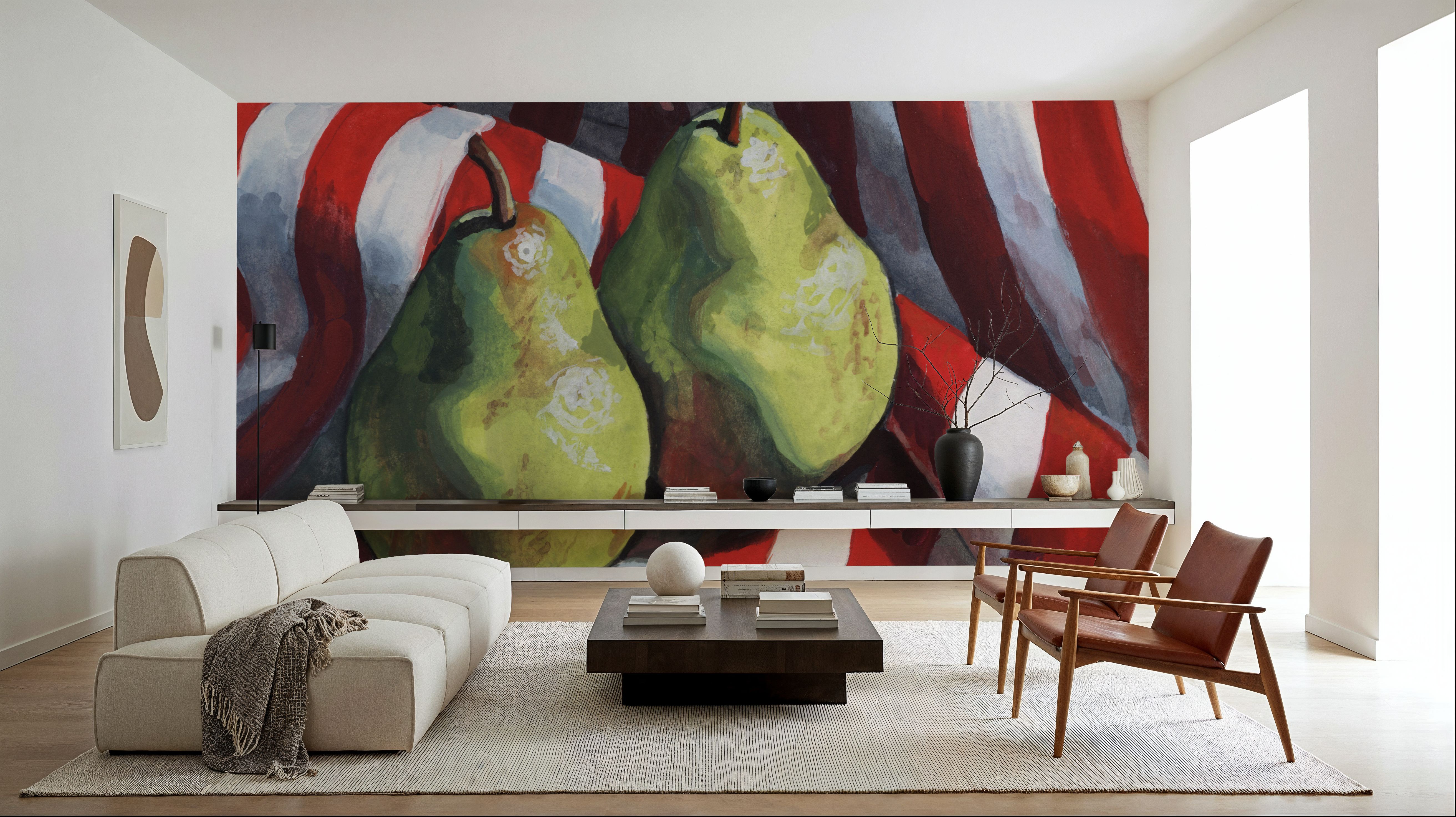 Two Pears on a Striped Cloth, Carte da parati