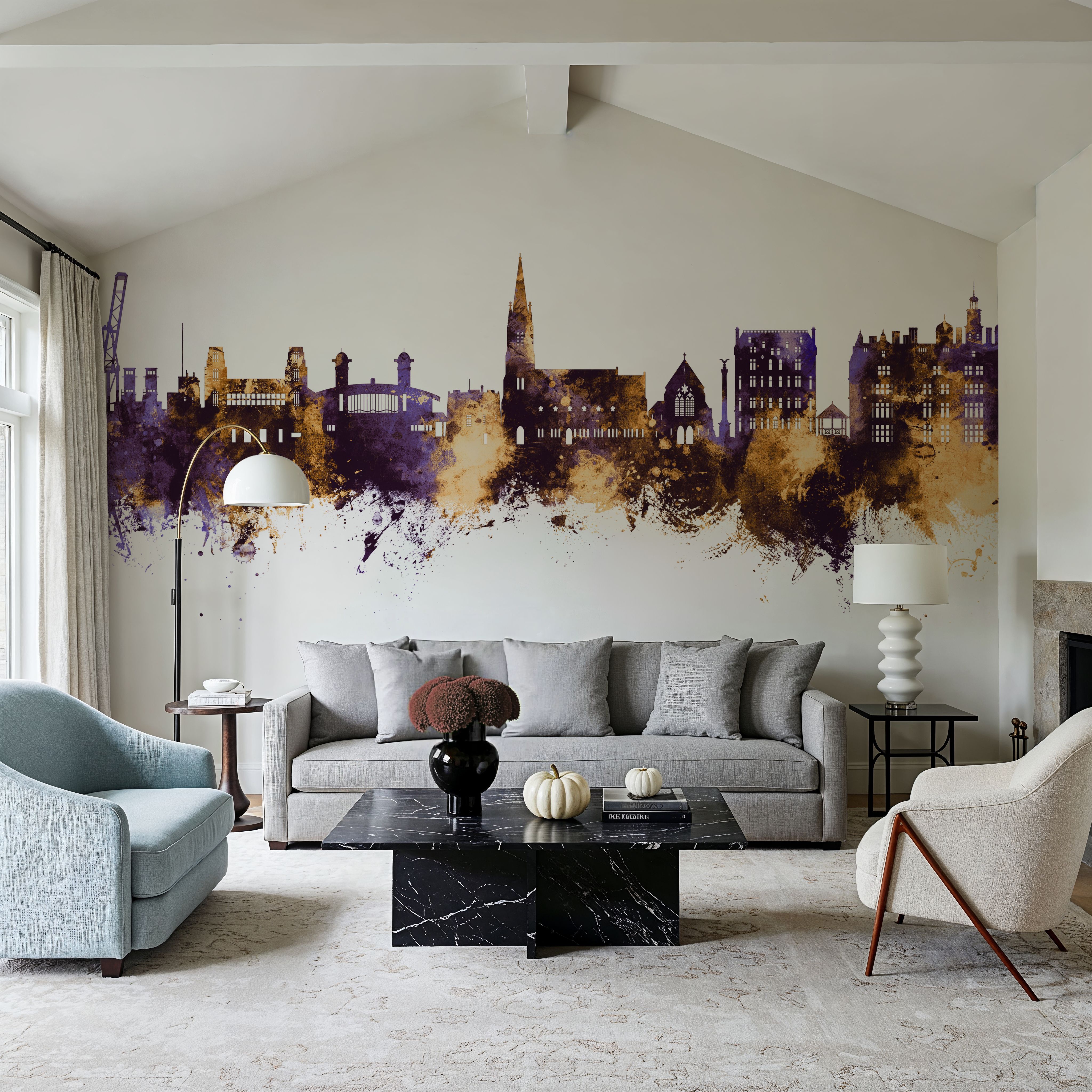 Felixstowe England Skyline Purple & Gold