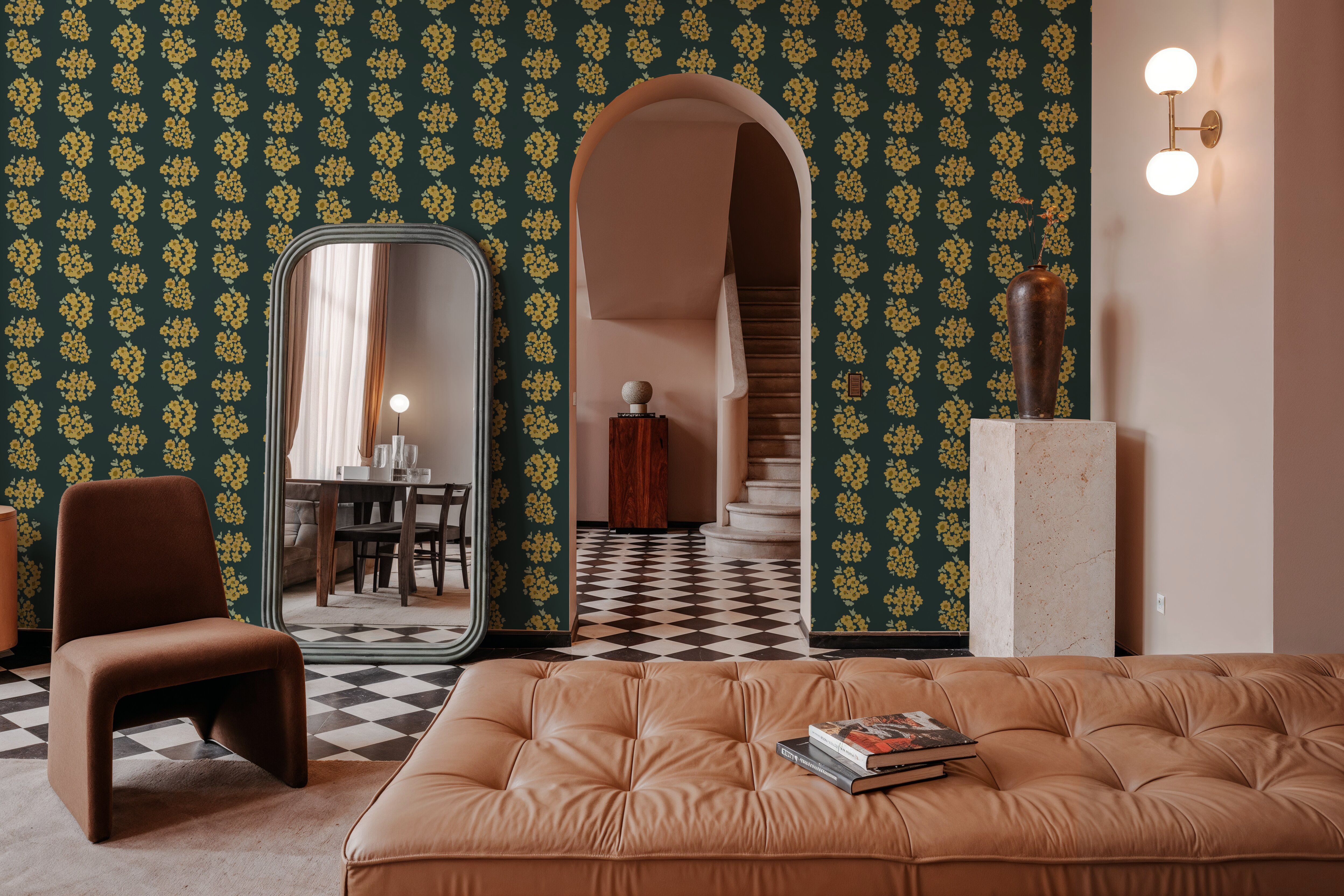 Ditsy Floral Clusters, Dark Teal