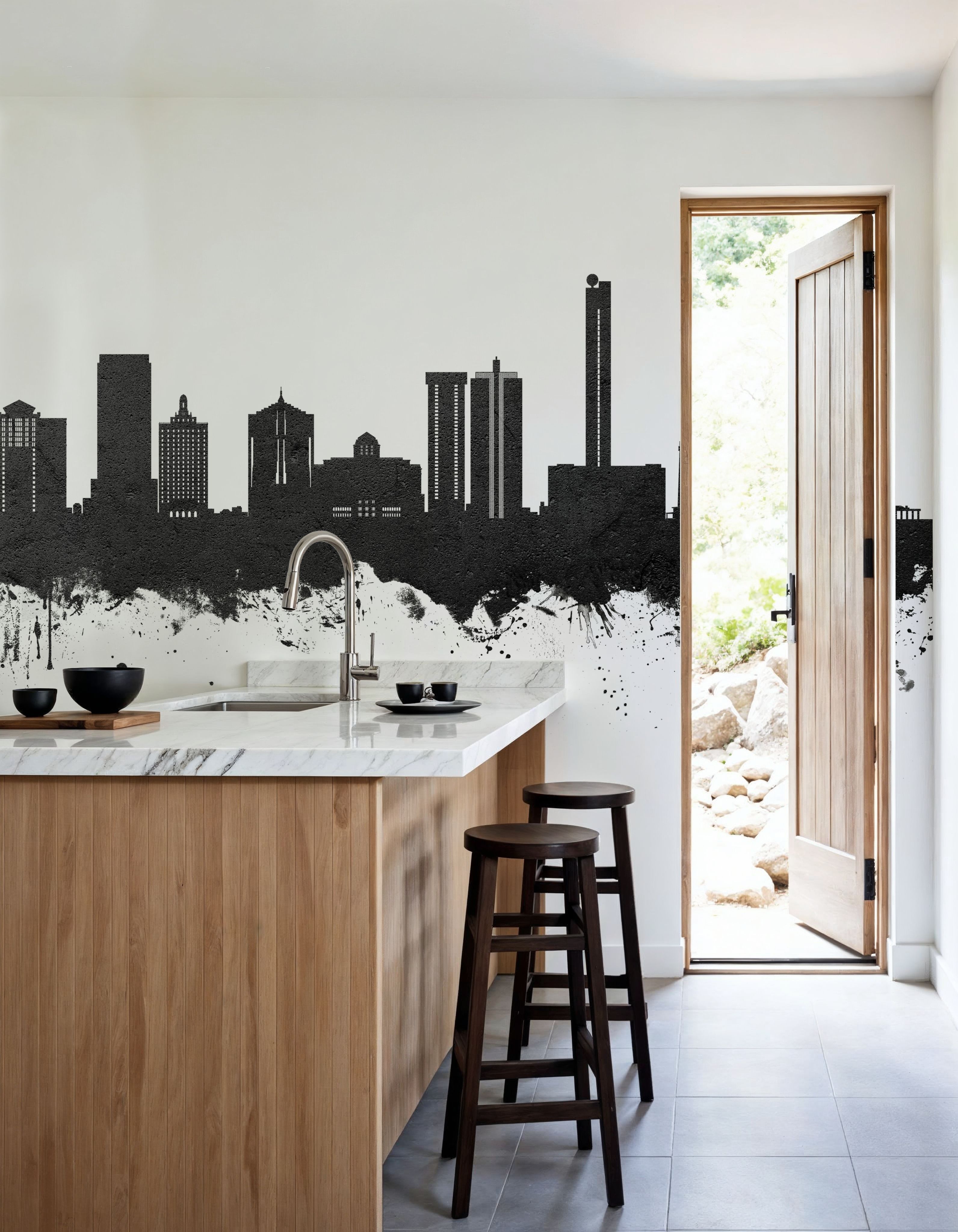 Atlantic City New Jersey Skyline Black & White