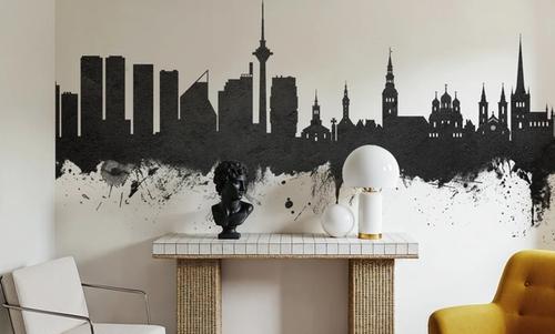 Tallinn Estonia Skyline Black & White